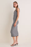 Navy Stripe Ramie Sweater Dress