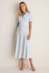 Light Blue and Ivory Knit Maude Polo Dress