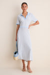 Light Blue and Ivory Knit Maude Polo Dress