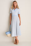 Light Blue and Ivory Knit Maude Polo Dress
