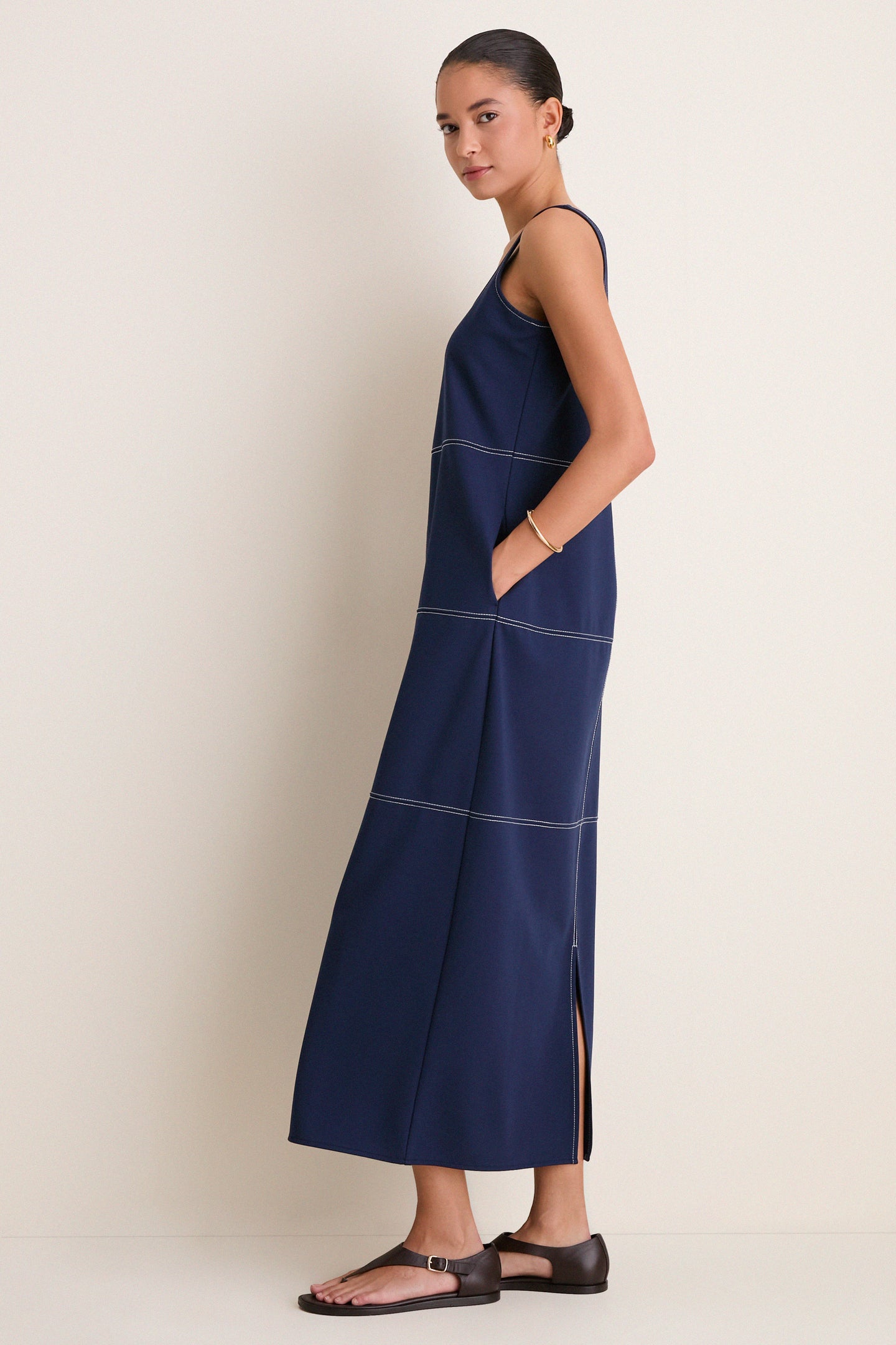 Navy Ponte Violette Column Dress