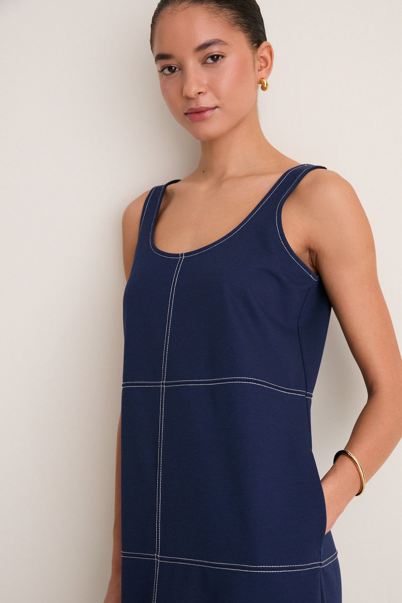 Navy Ponte Violette Column Dress