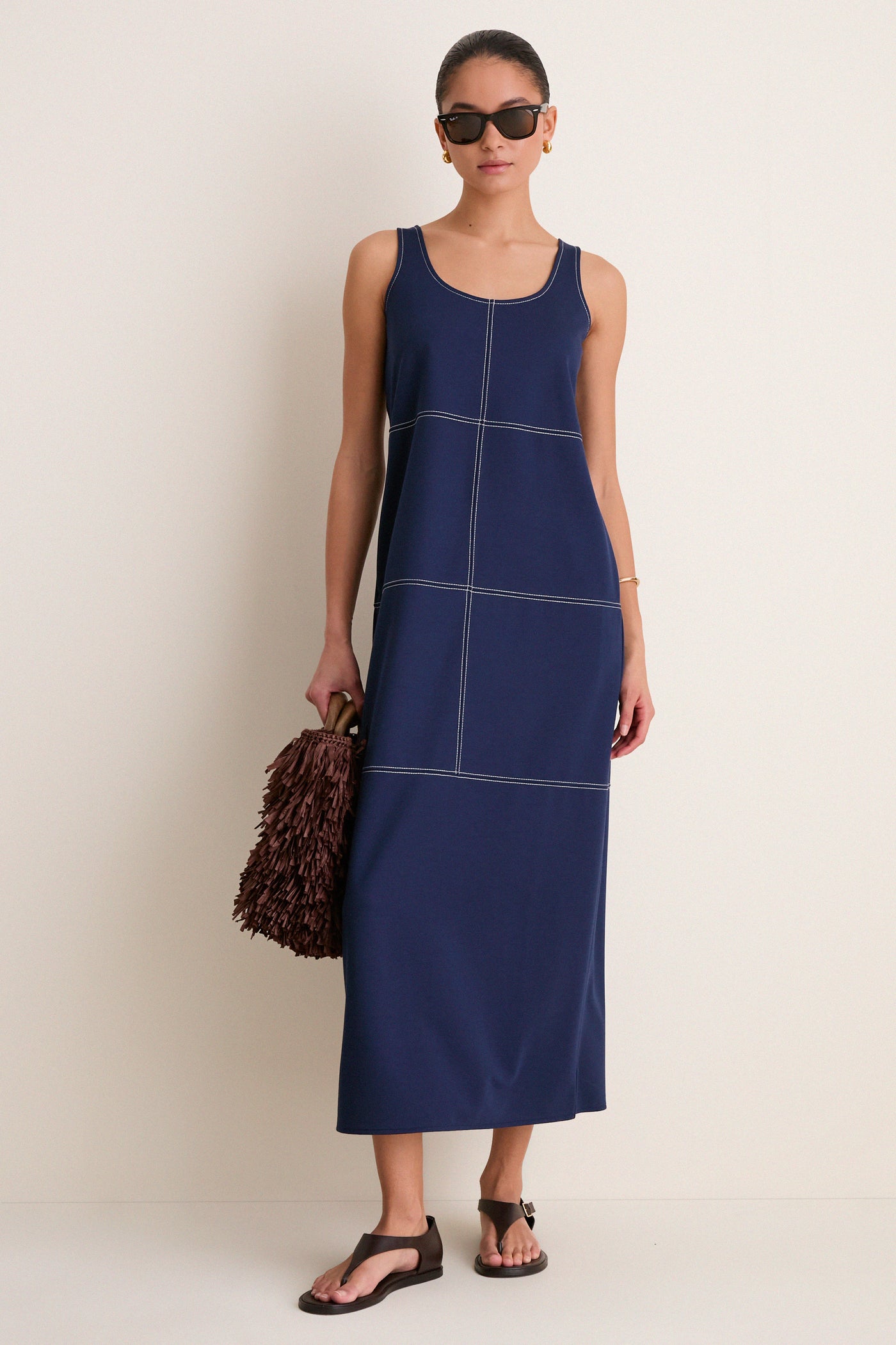 Navy Ponte Violette Column Dress