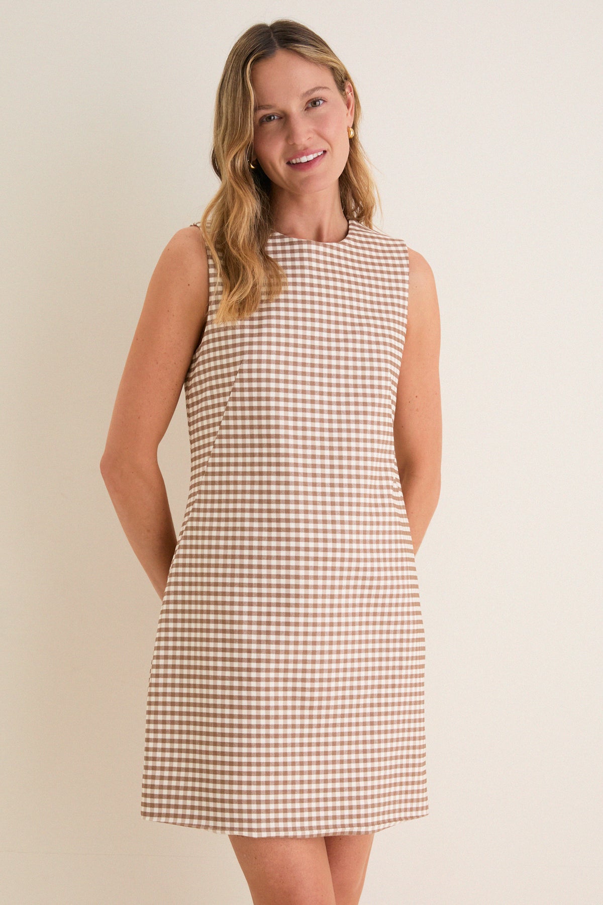 Tuckernuck Mocha Gingham Yvette Mini Dress Mocha / XXXL