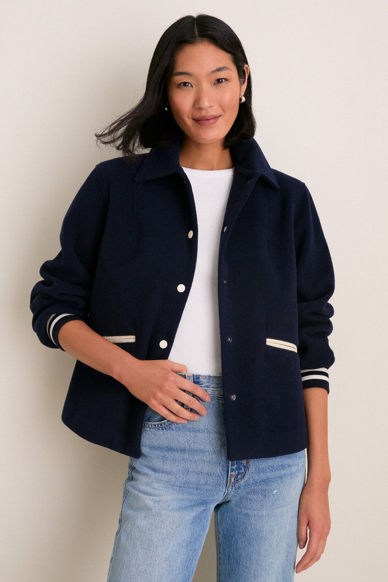 Navy Wool Varsity Verve Jacket