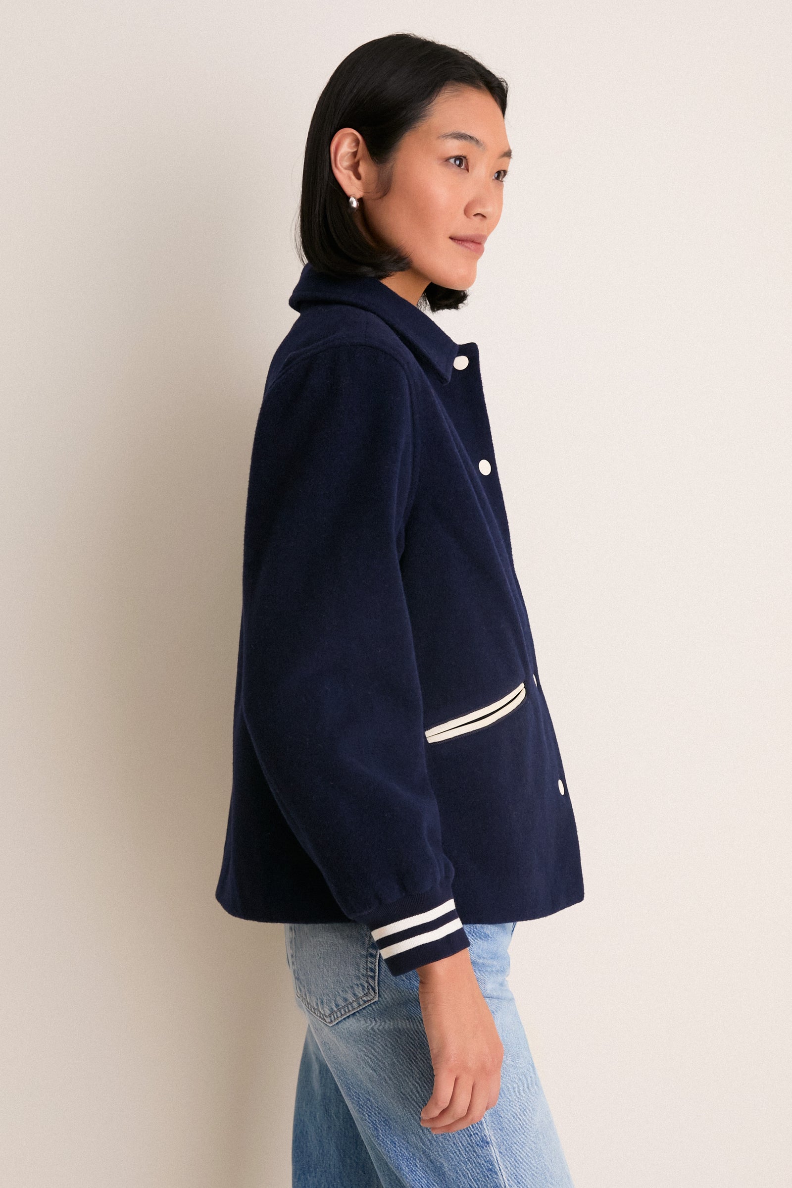 Navy Wool Varsity Verve Jacket