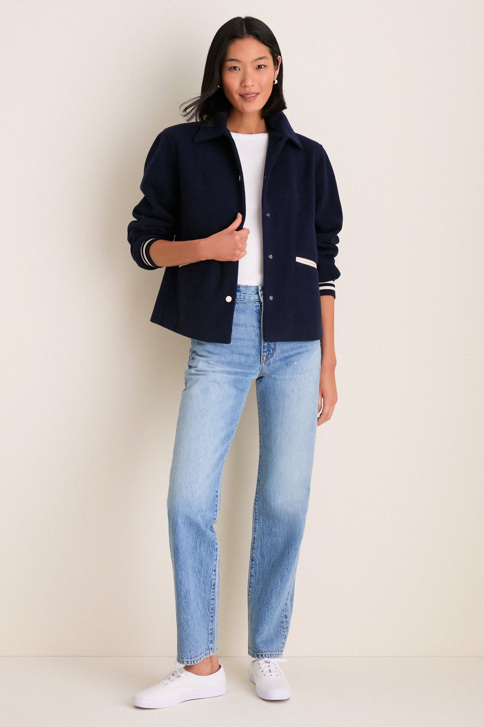 Navy Wool Varsity Verve Jacket