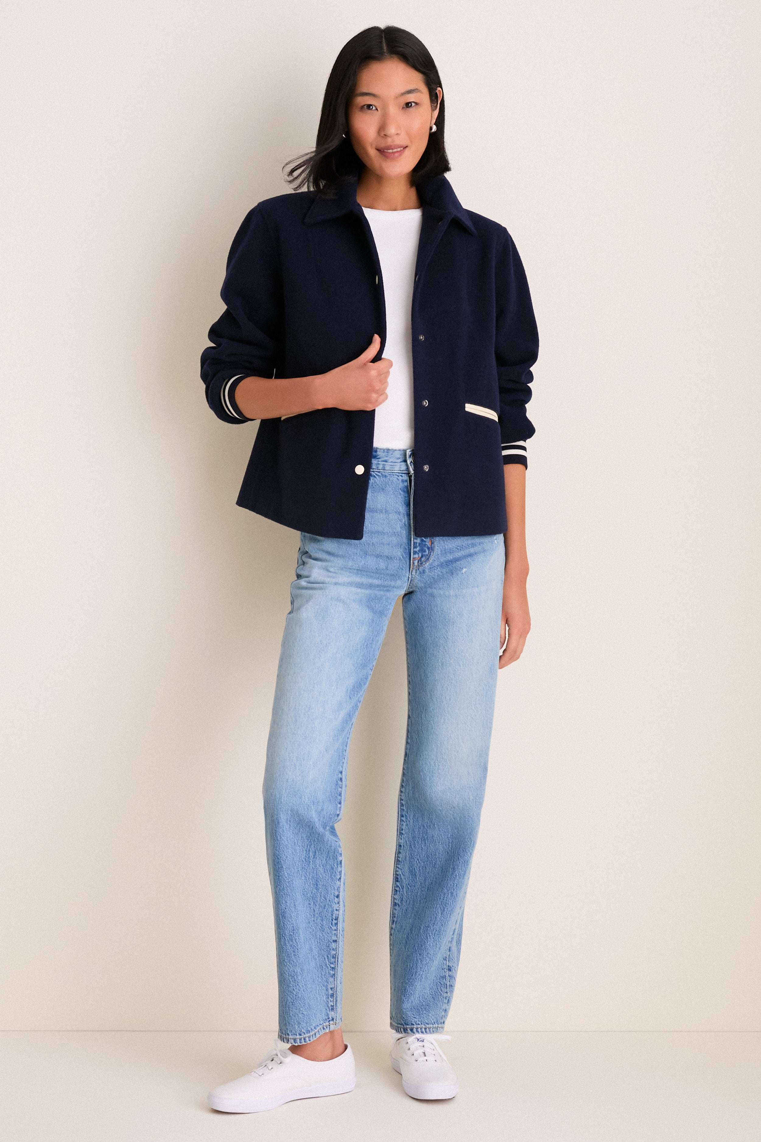 Navy Wool Varsity Verve Jacket