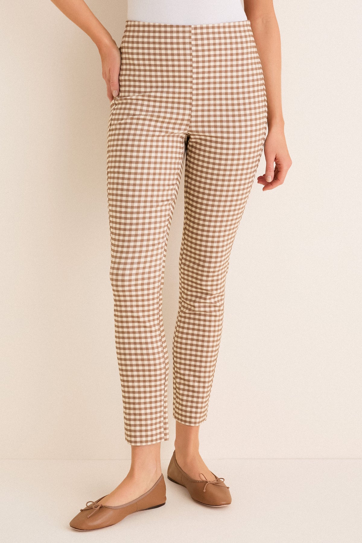 Mocha Gingham Stretch Zoe Pixie Pant