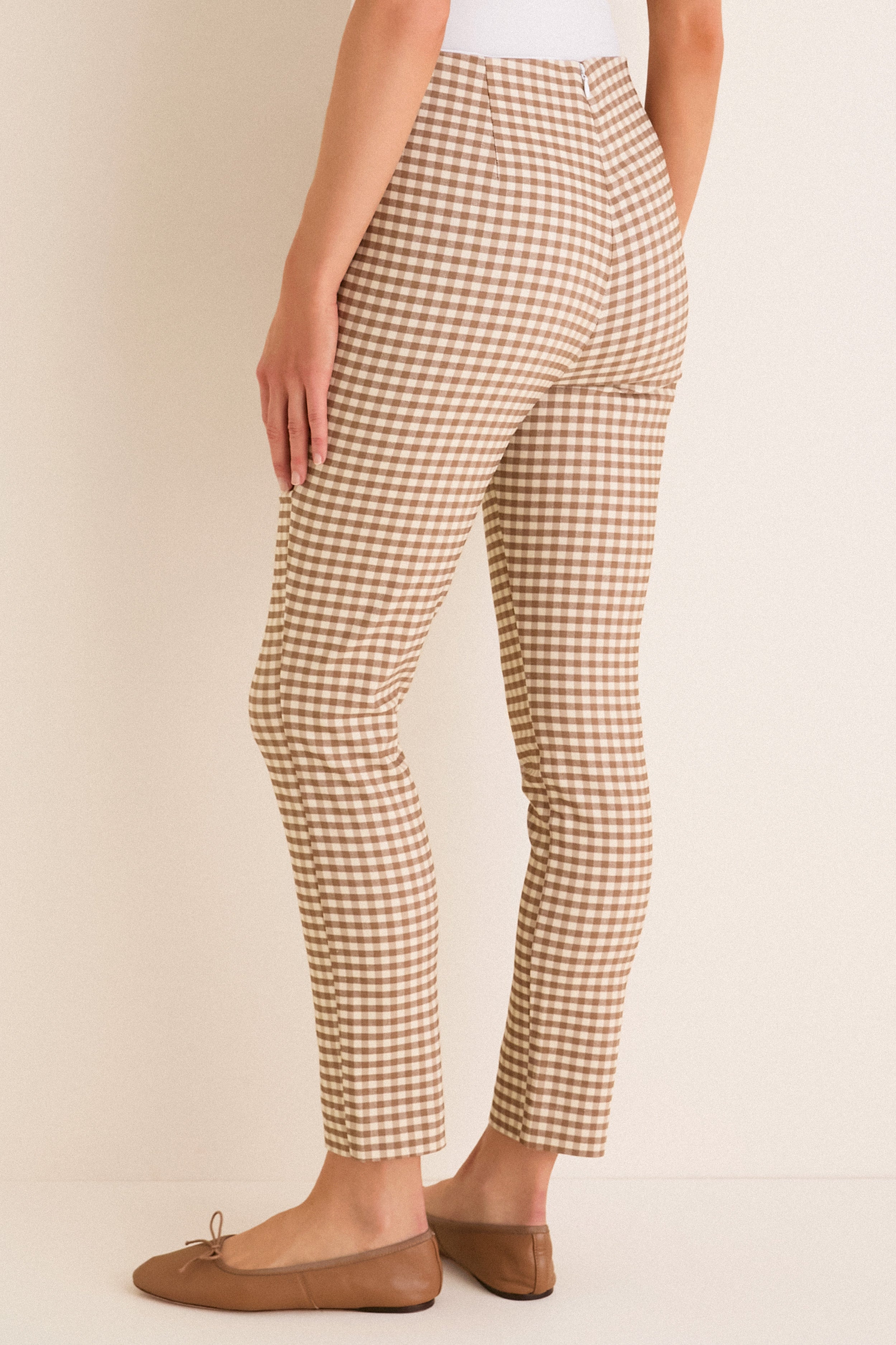 Mocha Gingham Stretch Zoe Pixie Pant