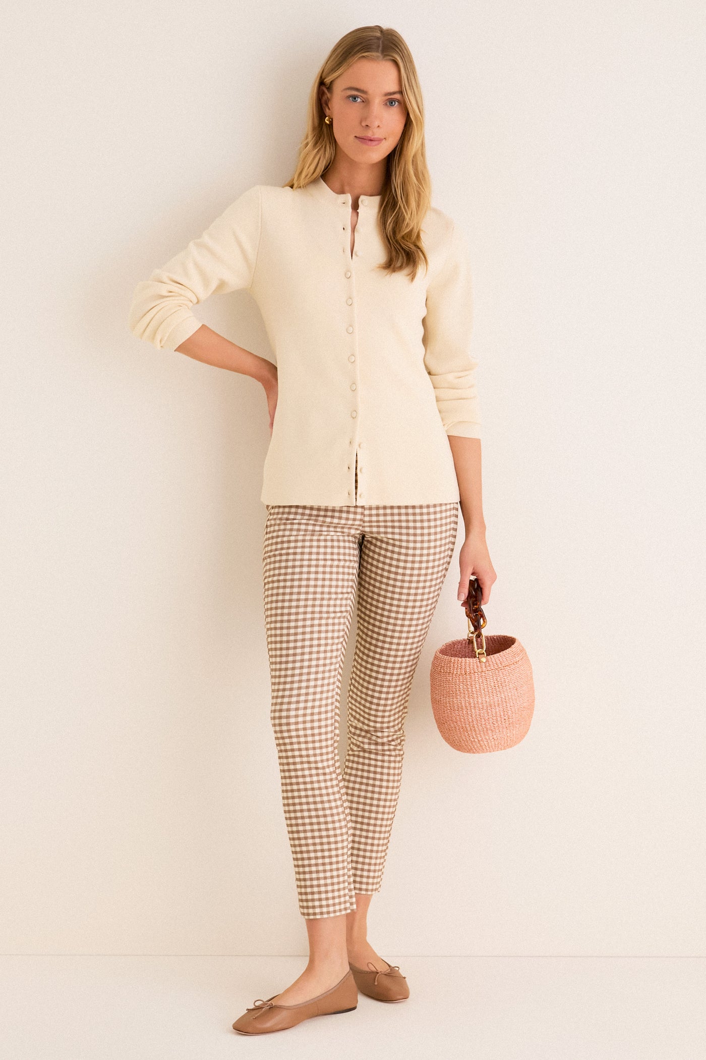 Mocha Gingham Stretch Zoe Pixie Pant