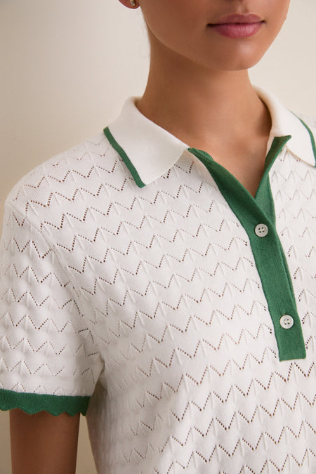 White May Sweater Polo Dress