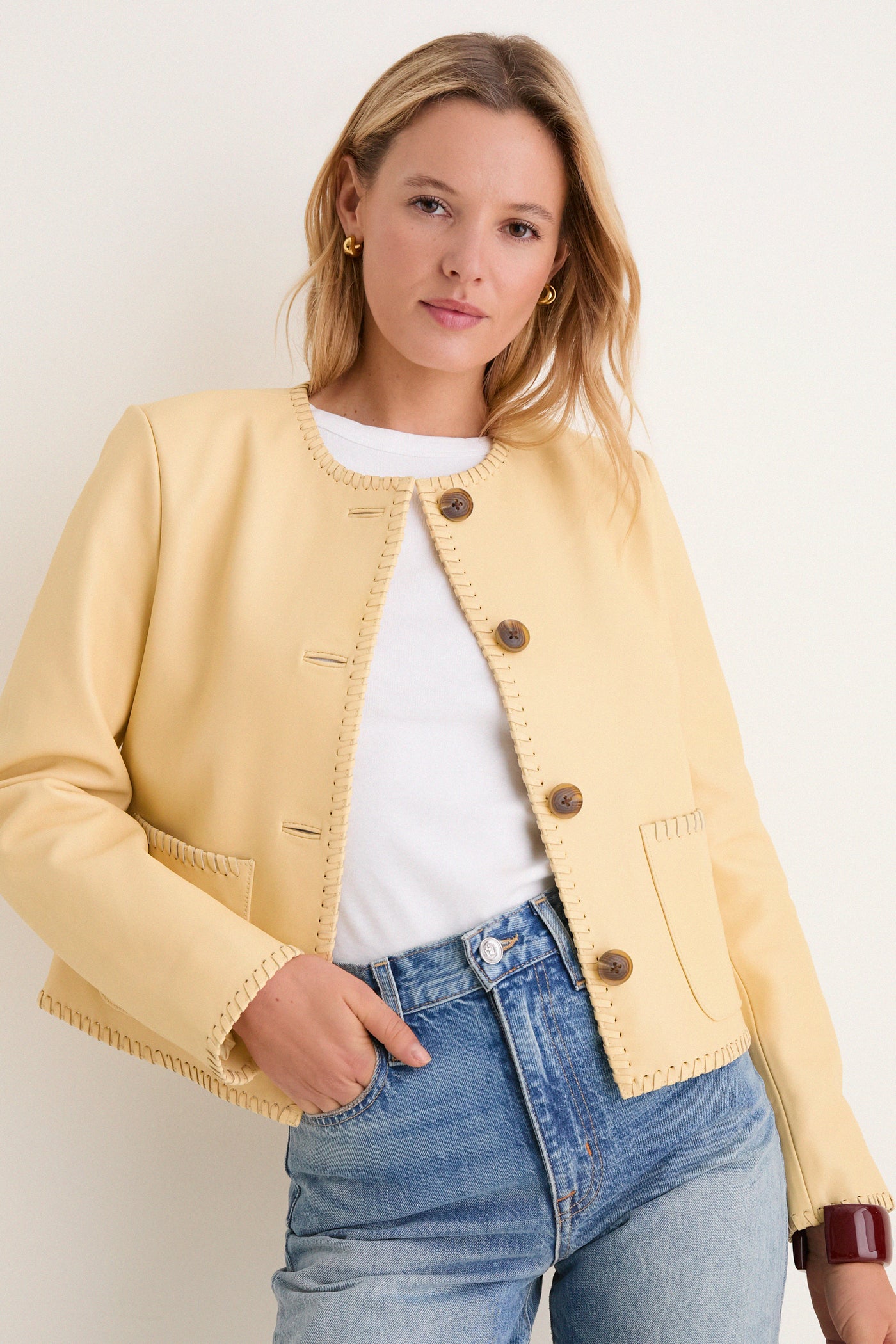 Butter Yellow Leather Rue Lady Jacket