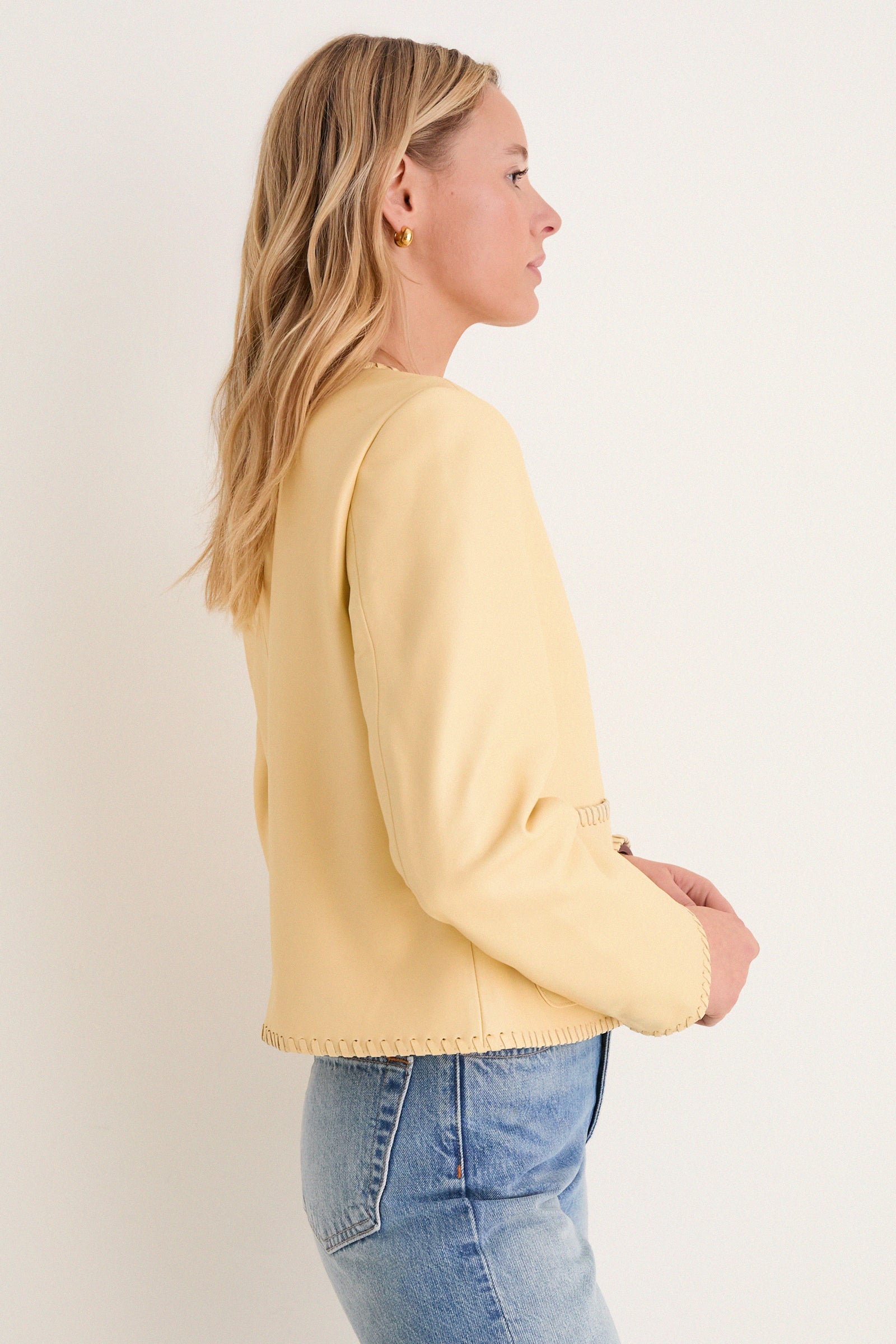 Butter Yellow Leather Rue Lady Jacket