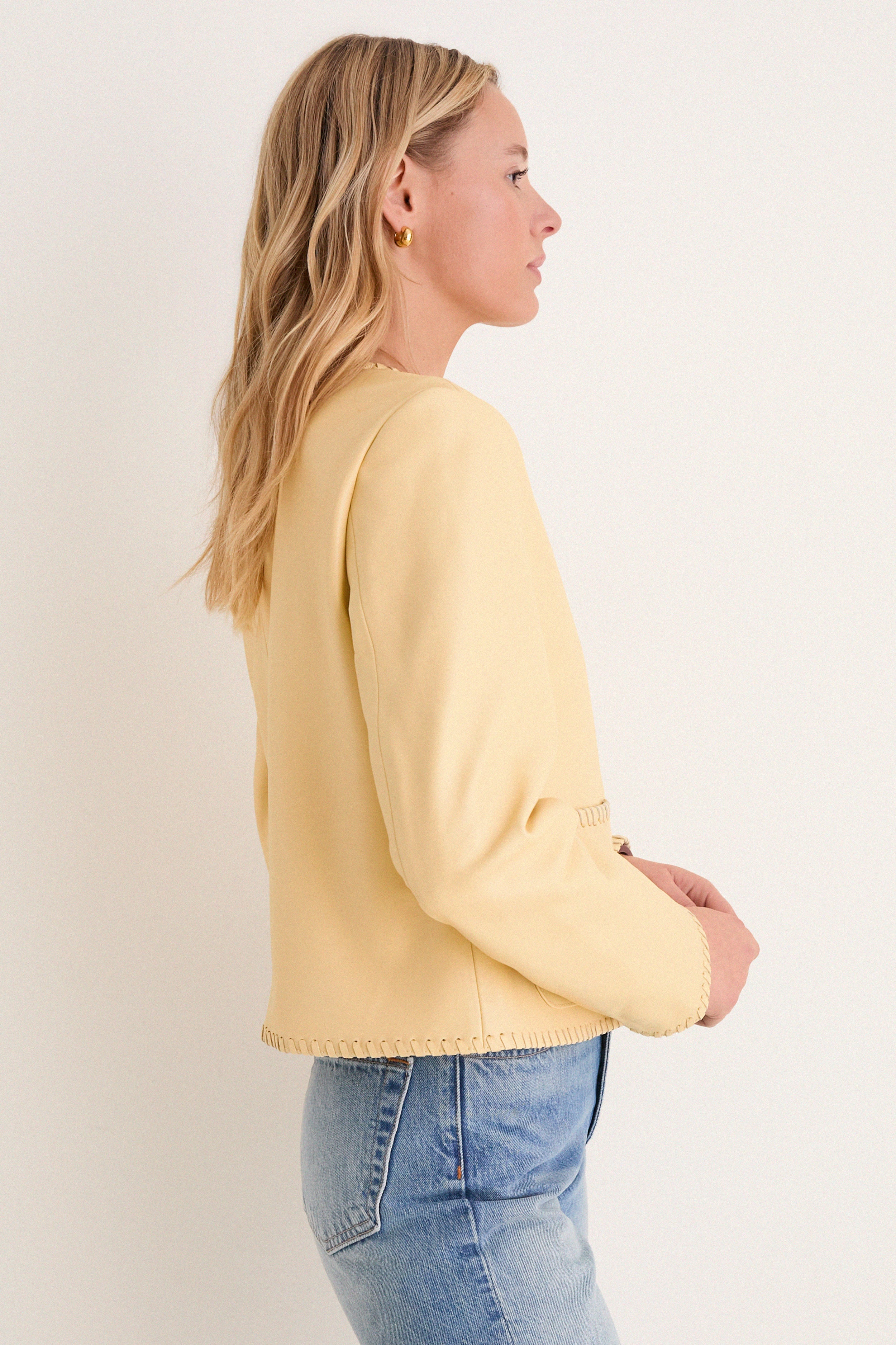 Butter Yellow Leather Rue Lady Jacket