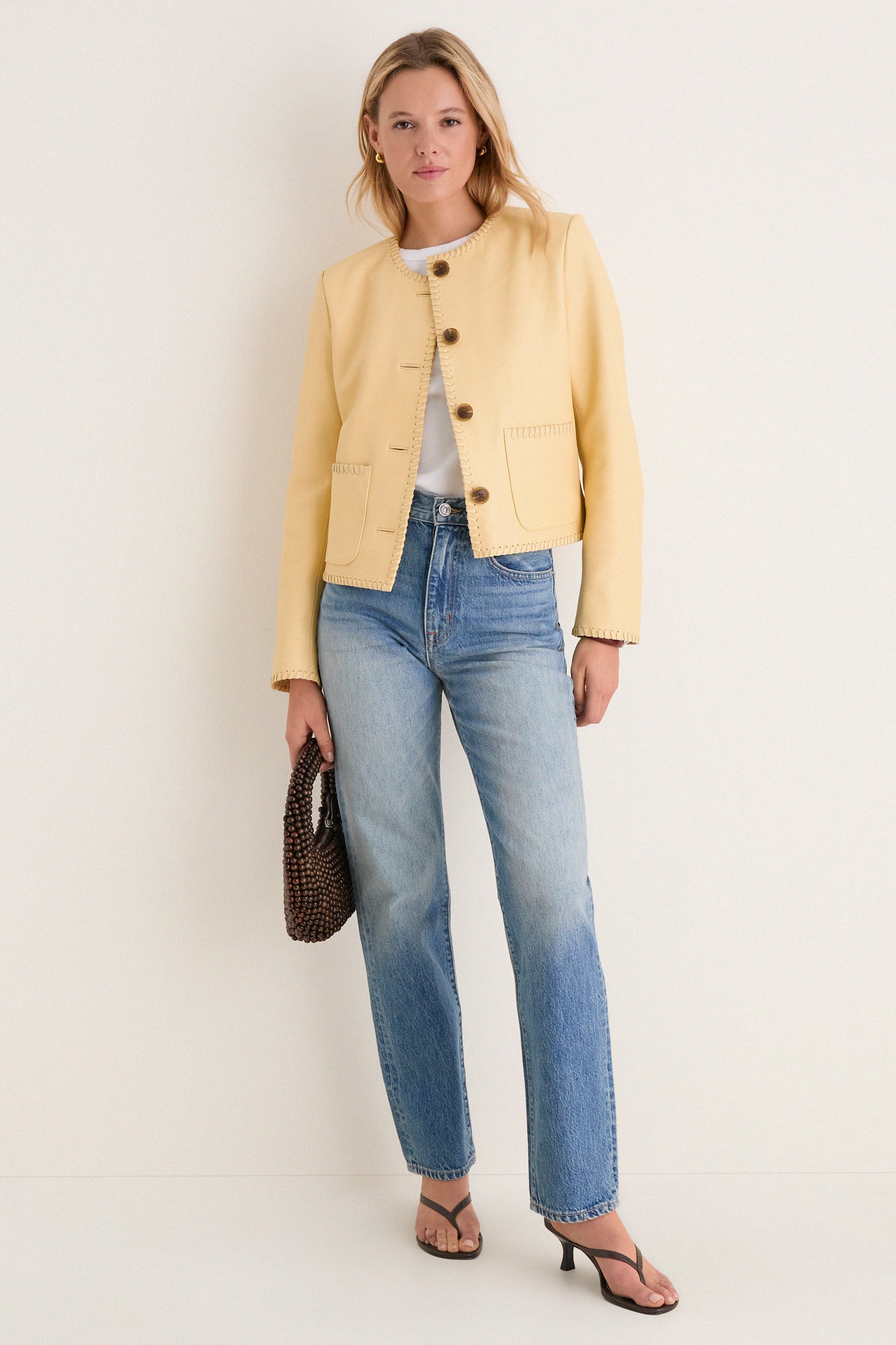 Butter Yellow Leather Rue Lady Jacket