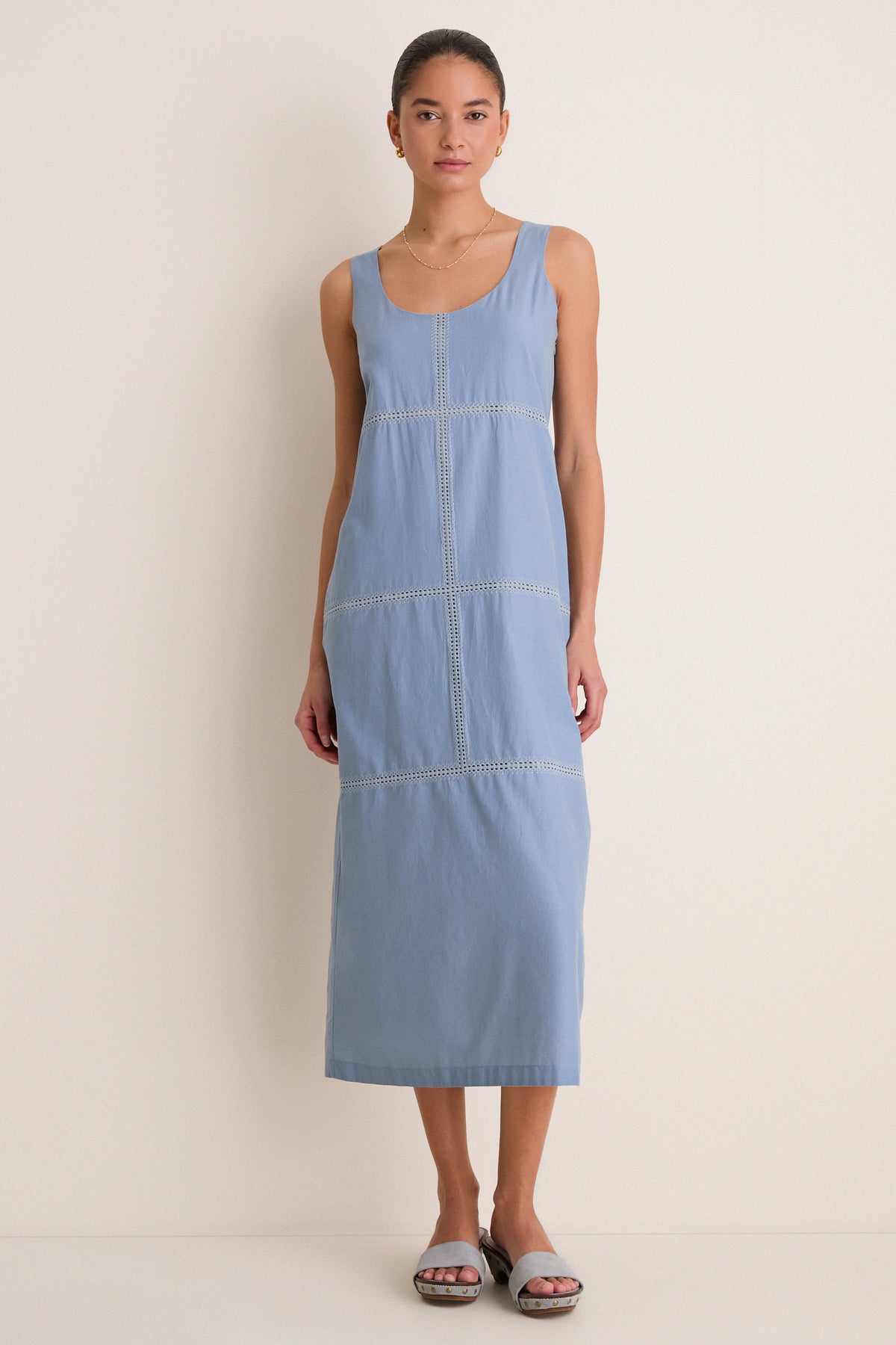 Maison Blue Eyelet Violette Column Dress