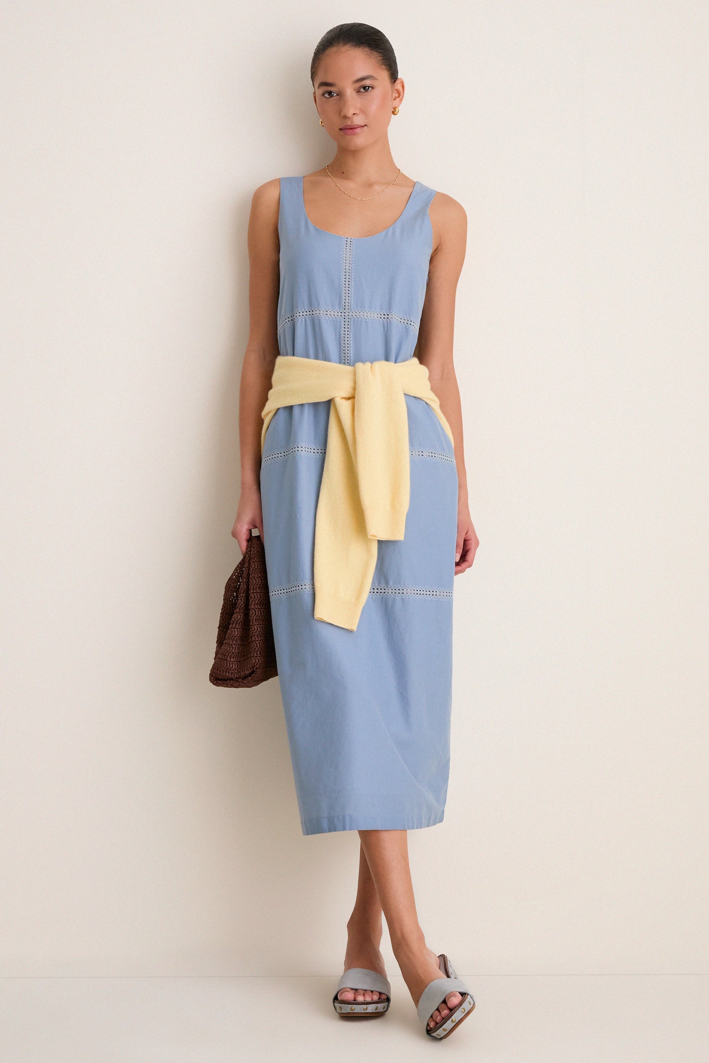 Tuckernuck Maison Blue Eyelet Violette Column Dress Maison Blue / XL
