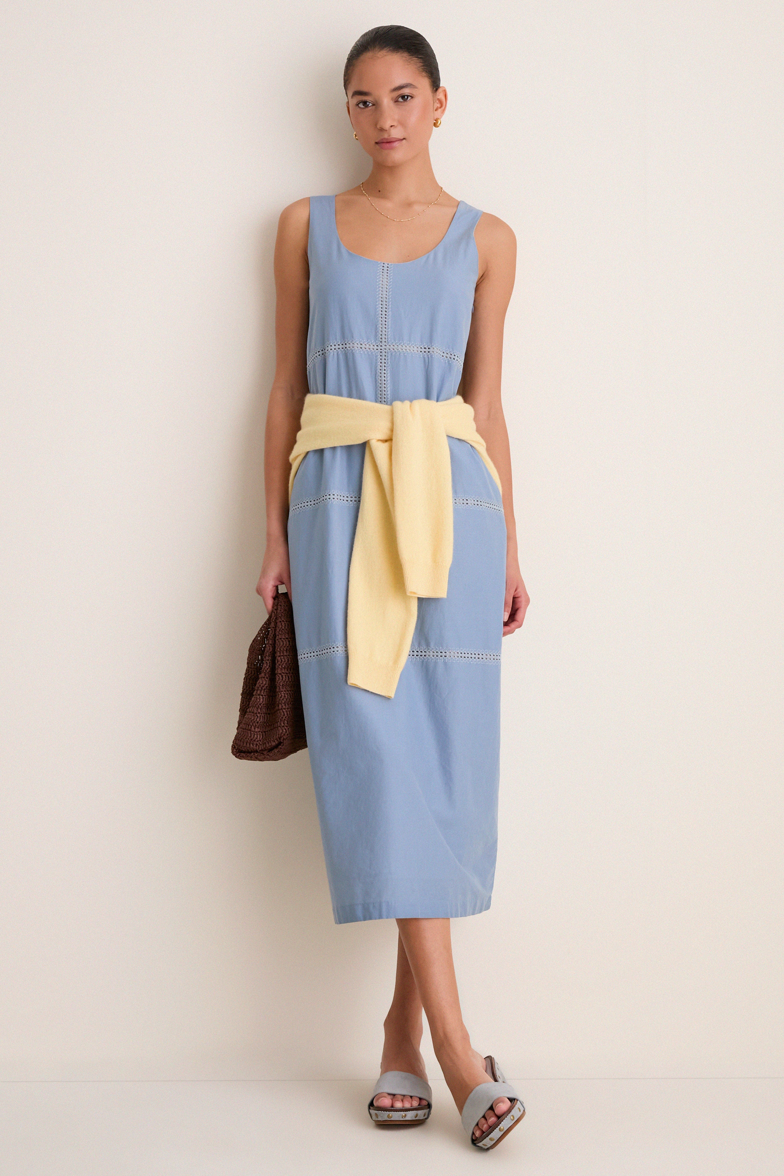 Maison Blue Eyelet Violette Column Dress