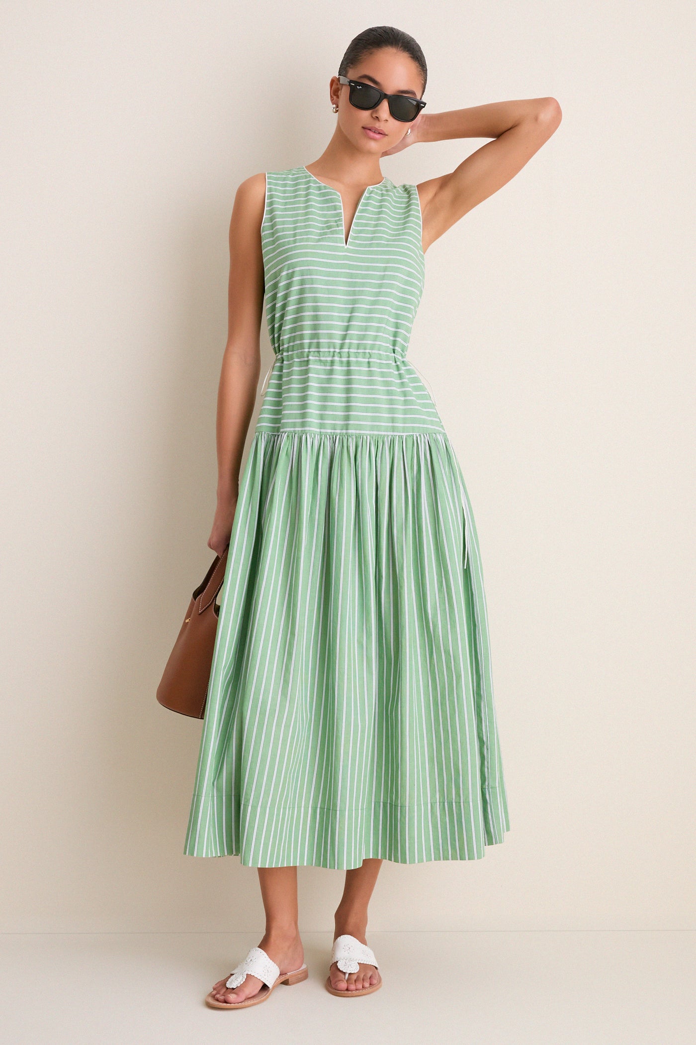 Tuckernuck Green Stripe Charlotte Dress Green / XXS