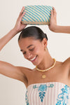 Blue and Natural Carmen Clutch