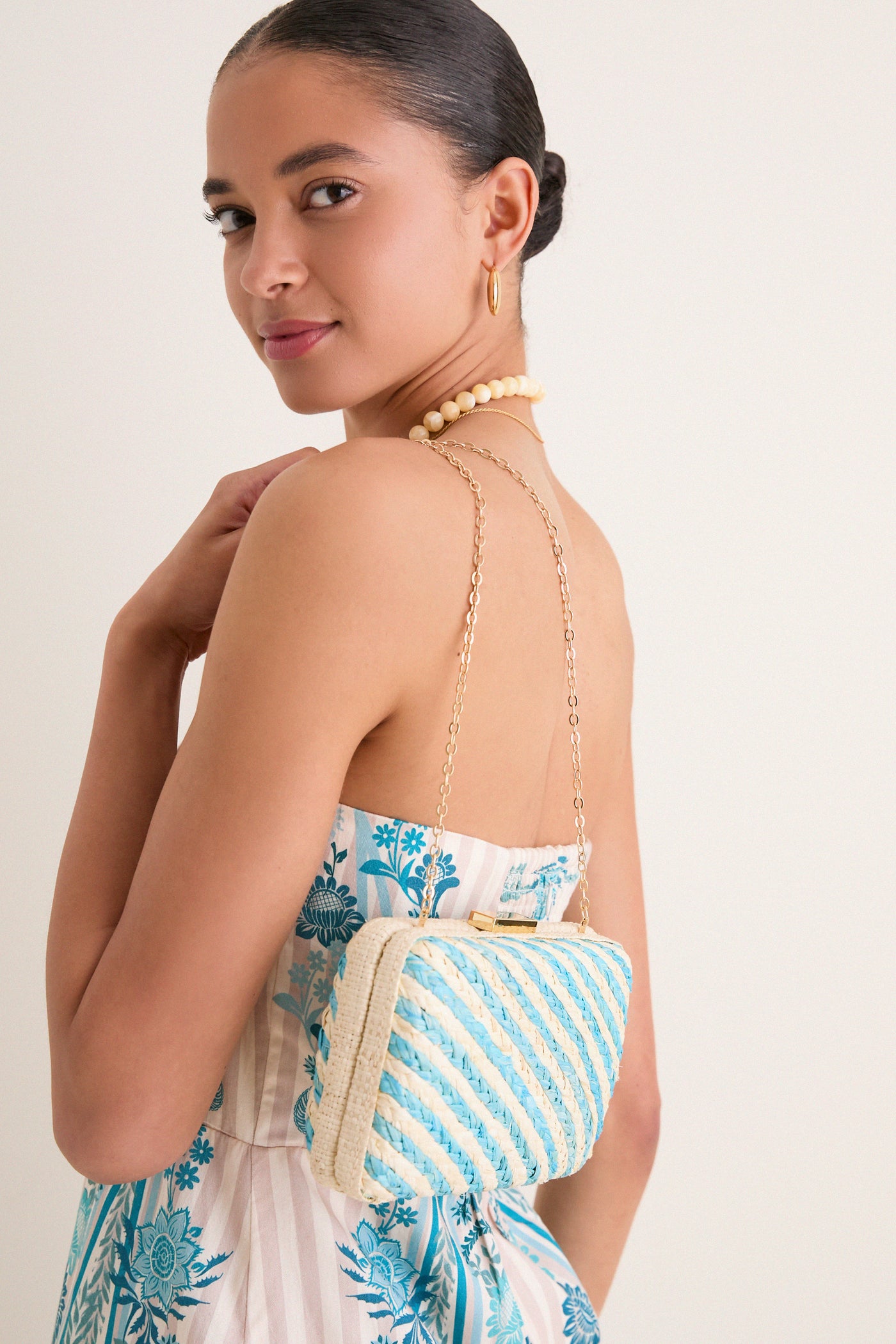 clutch for blue dress @sueannadoodles looks breathtaking in the dusty blue gown and our Bianca crystal clutch bag. Styled by: @joannagee Shop link in bio. #blingandcoph