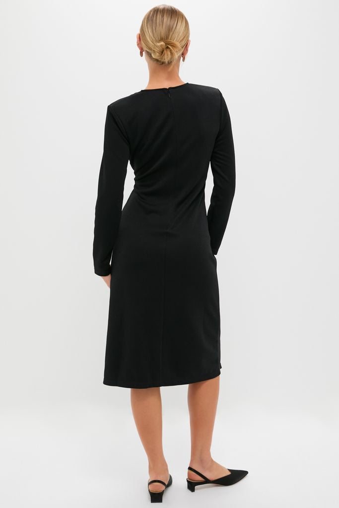slim fit dress slacks Pinkblush Maternity Black Ribbed Fitted Long Sleeve Midi Dress main image 1