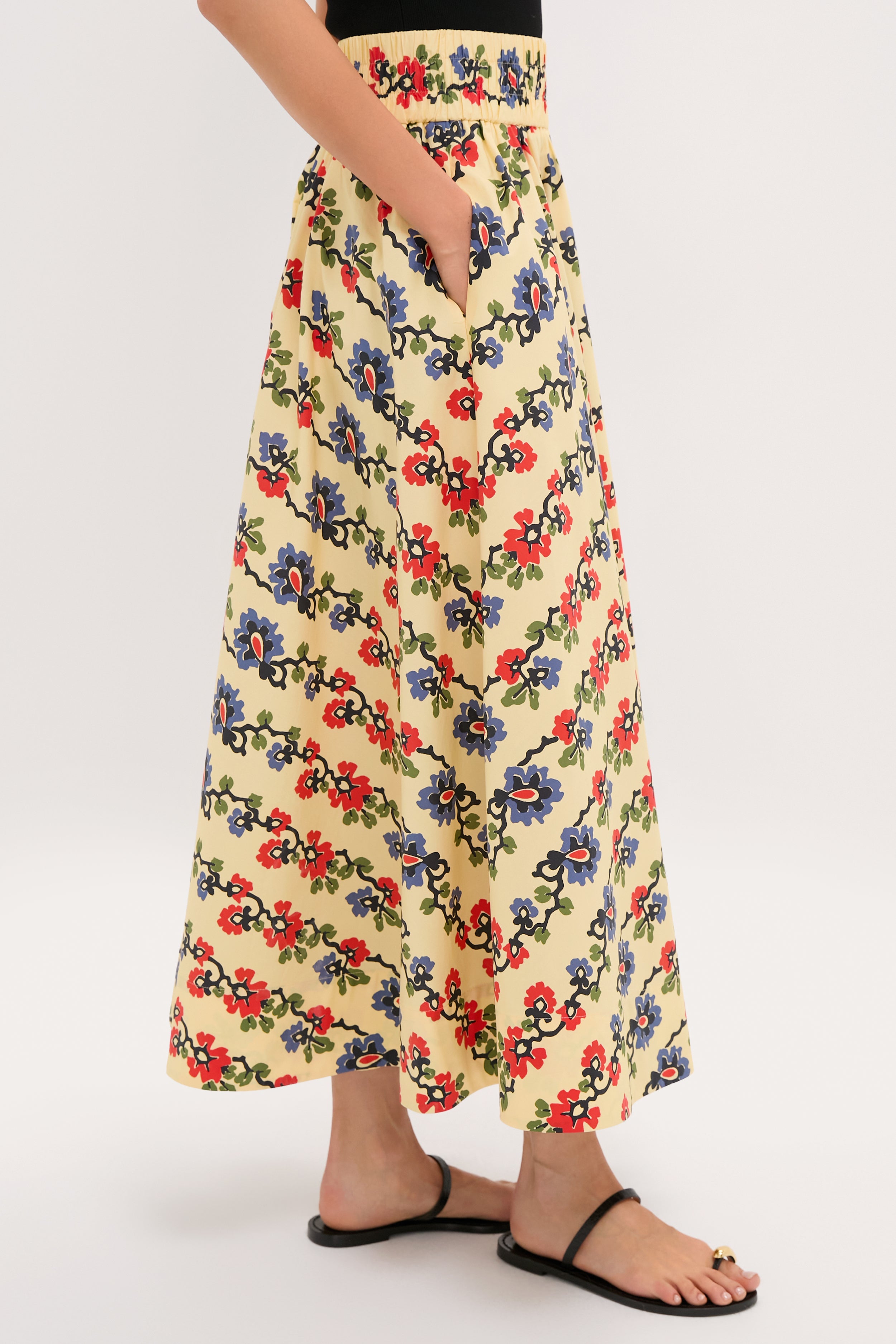 Victory Garden Floral Stripe Myrtle Maxi Skirt