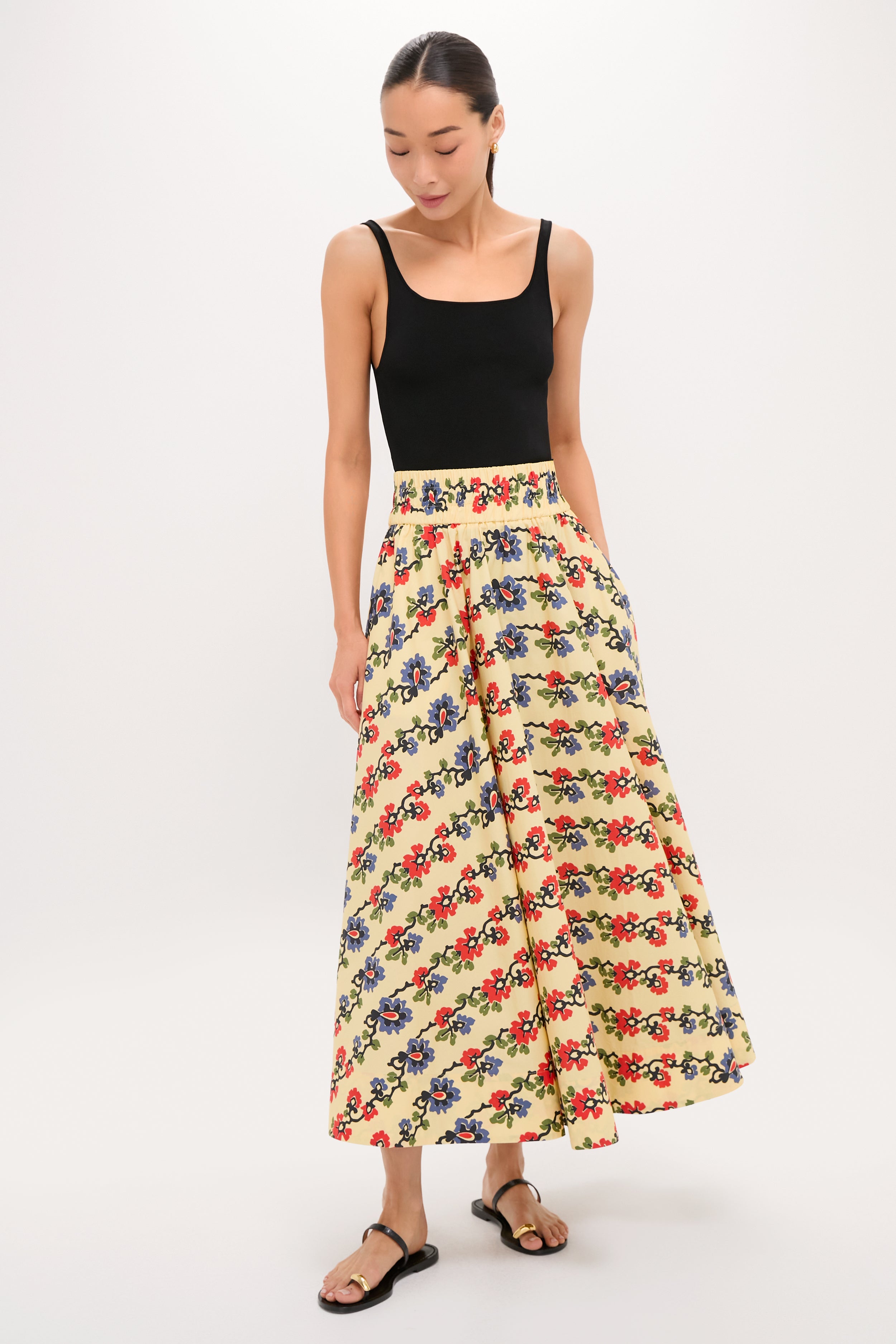 Victory Garden Floral Stripe Myrtle Maxi Skirt | Tuckernuck