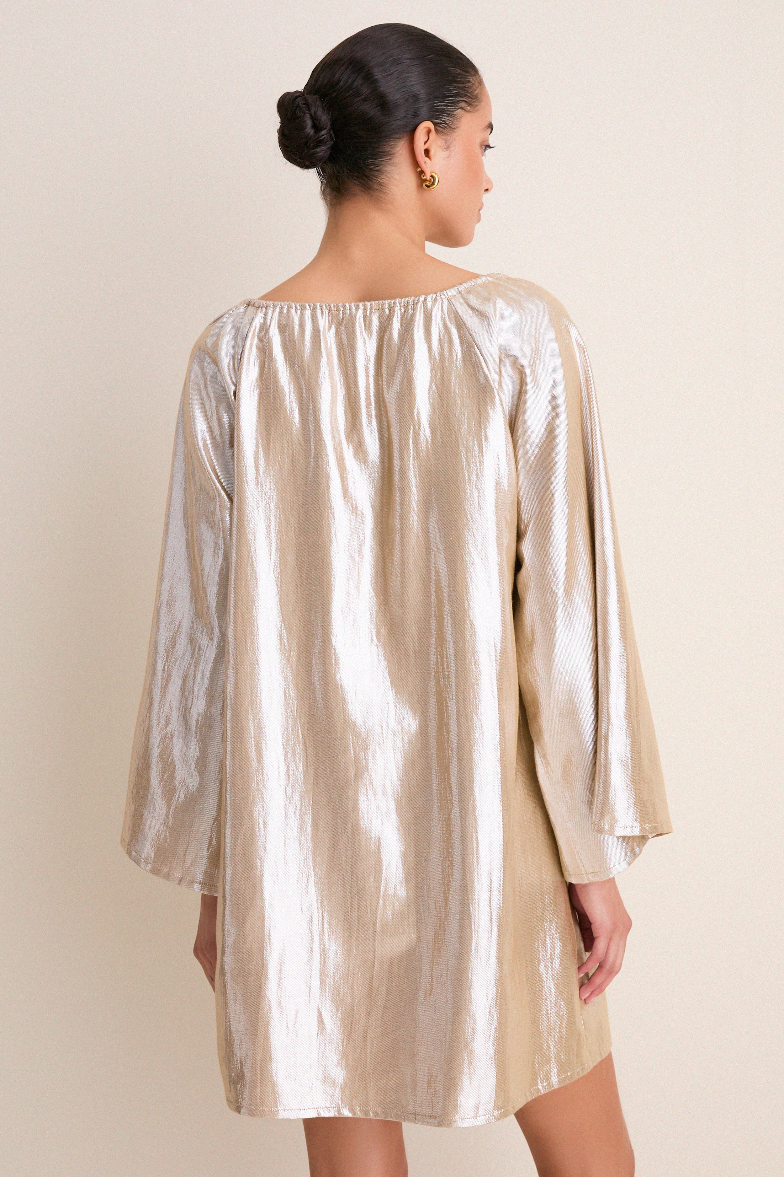 Gold Metallic Claudine Mini Dress