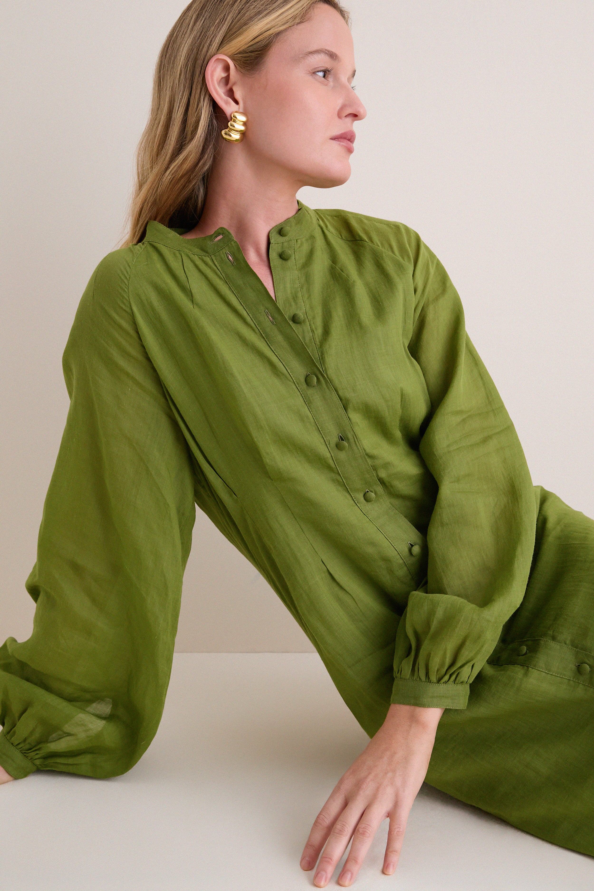 Cedar Green Button Down Granier Dress