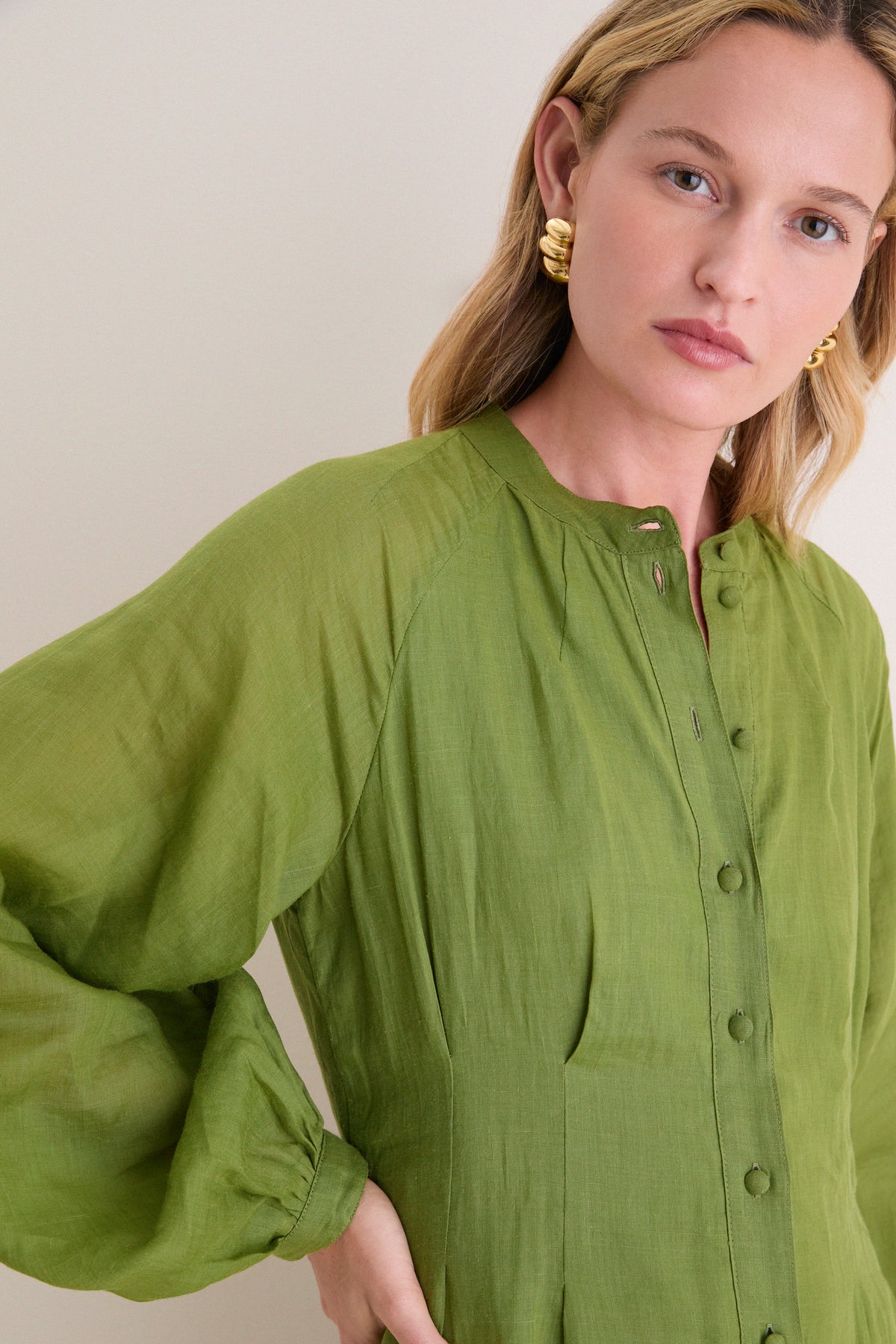 Cedar Green Button Down Granier Dress