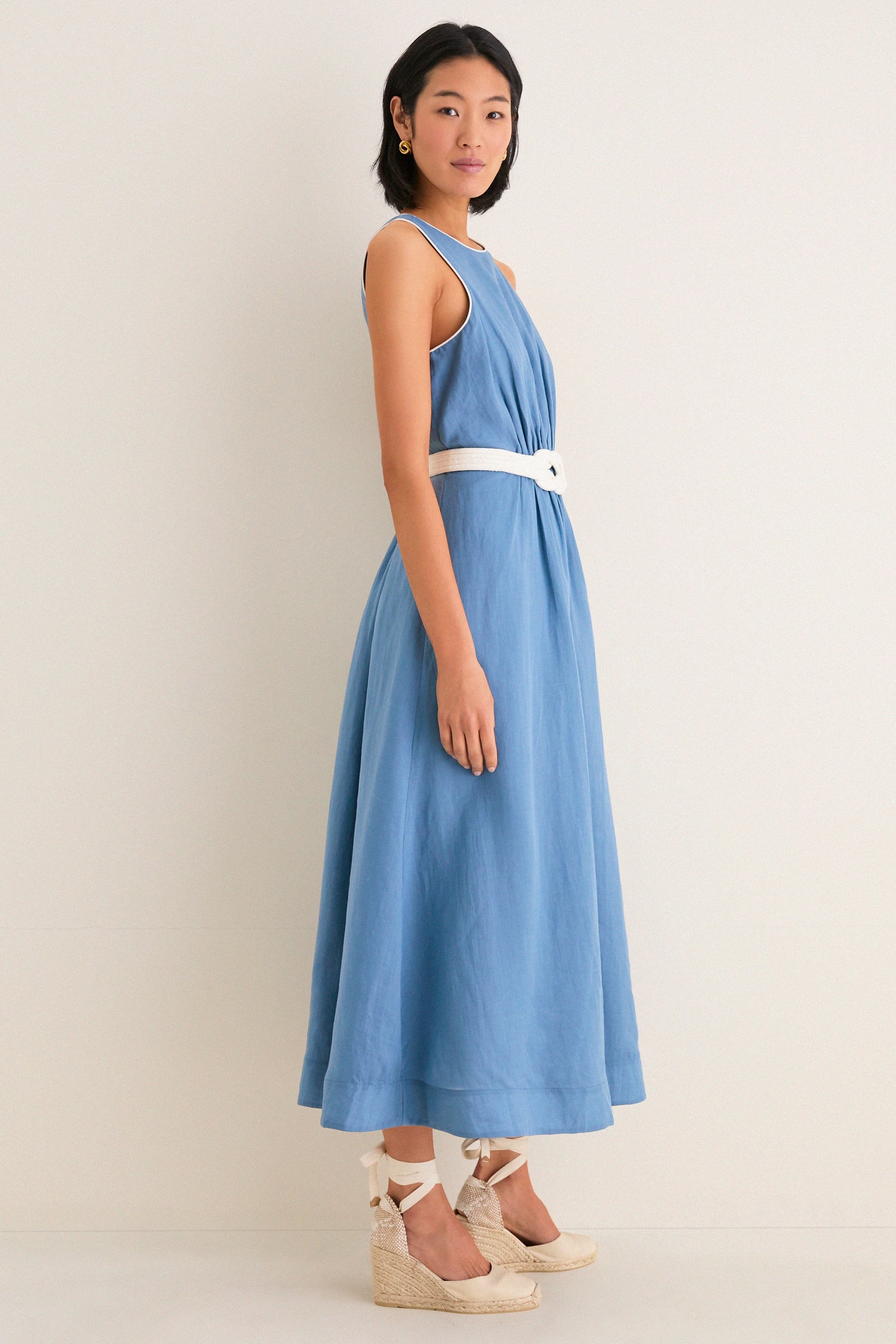 Provincial Blue Rope Belt Leonie Dress | Tuckernuck