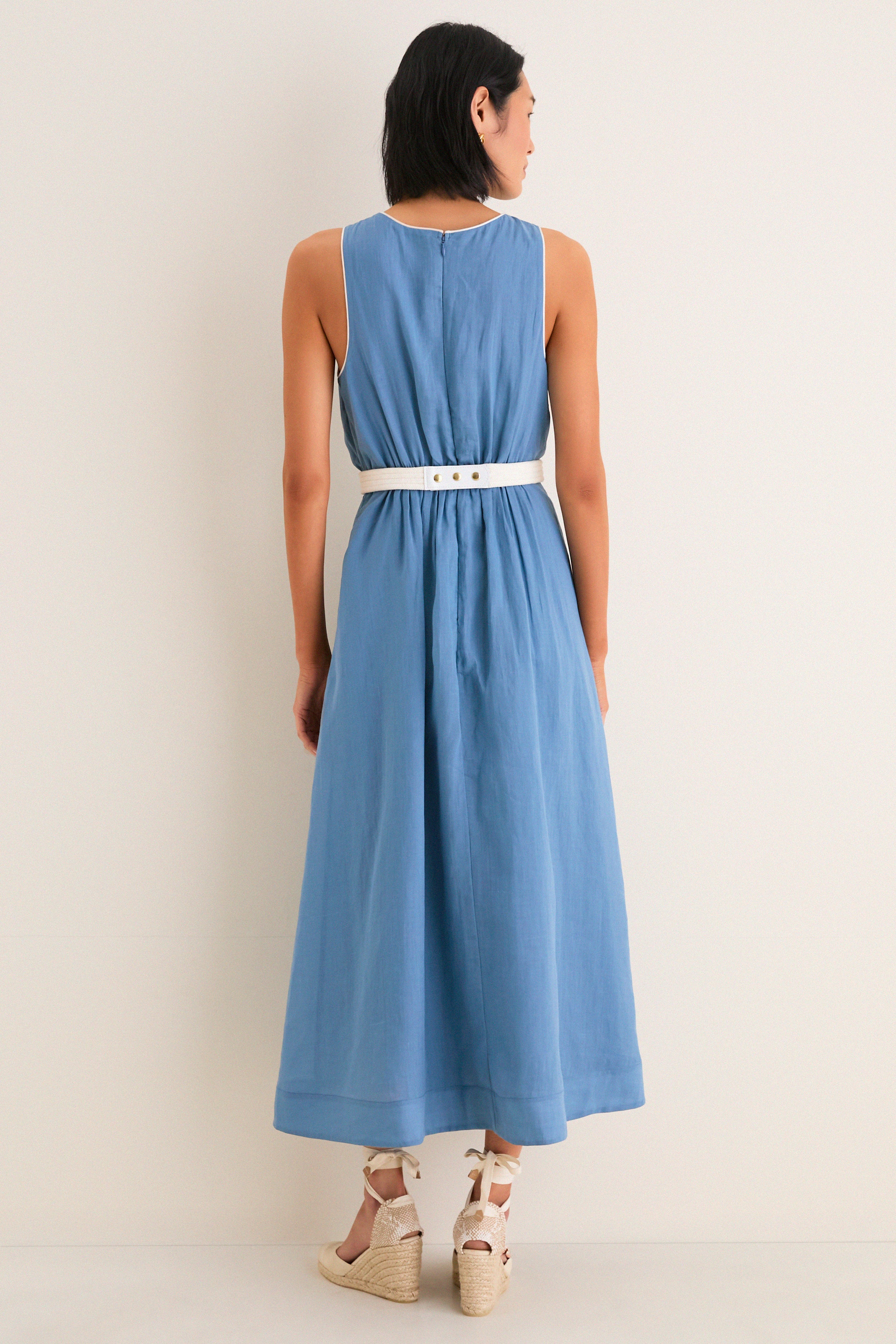 Provincial Blue Rope Belt Leonie Dress | Tuckernuck
