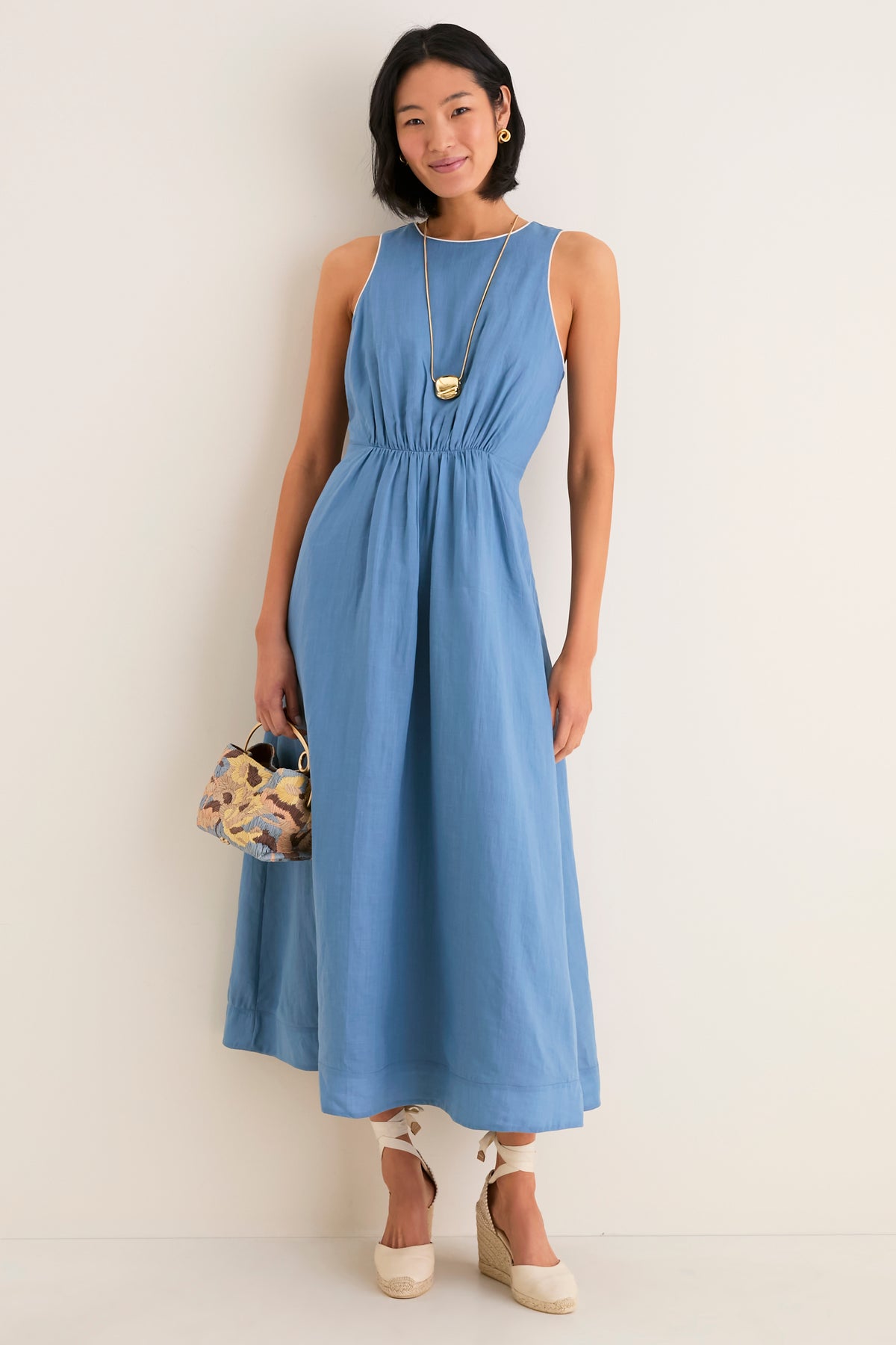 Provincial Blue Rope Belt Leonie Dress