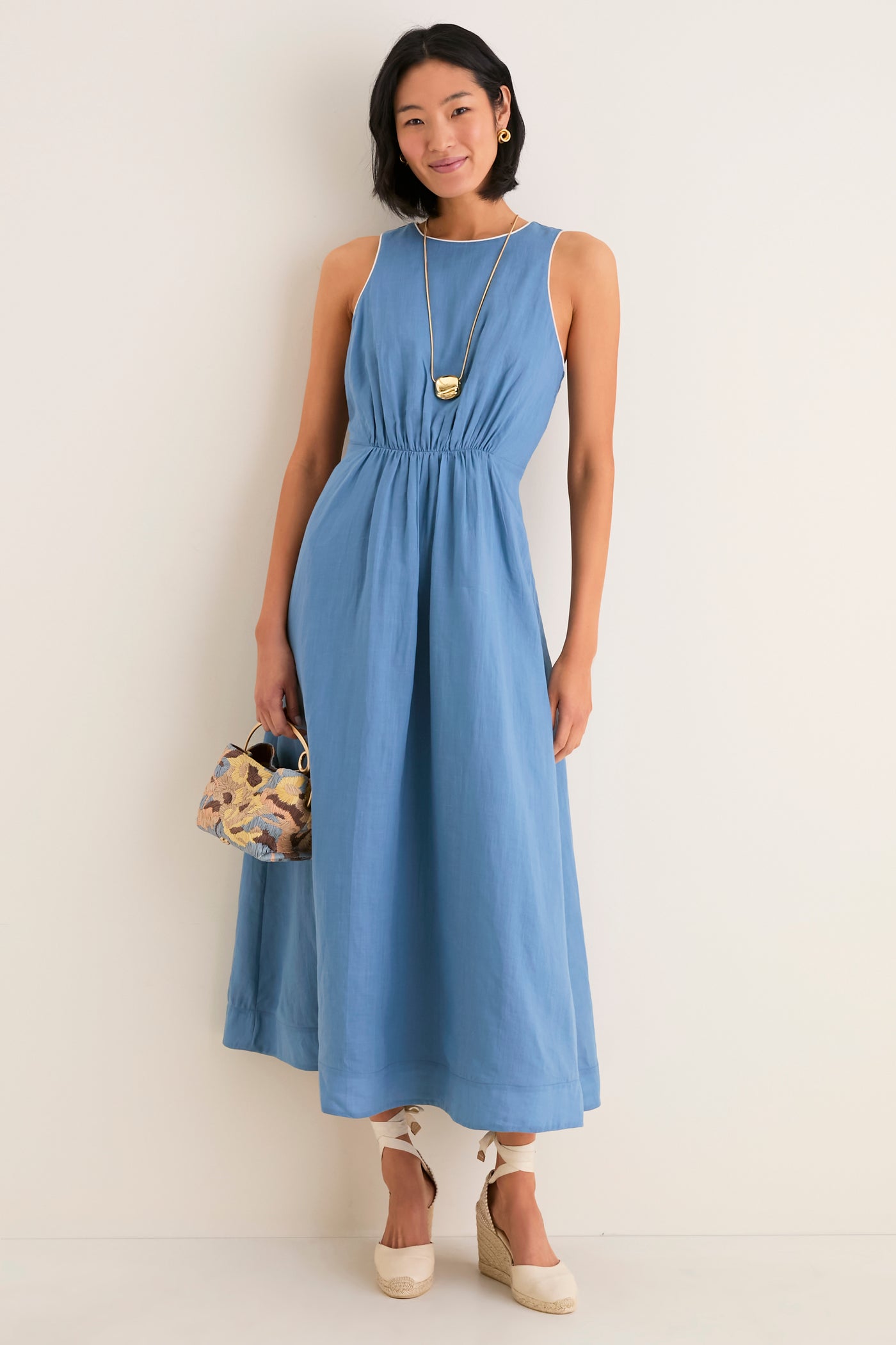 Provincial Blue Rope Belt Leonie Dress