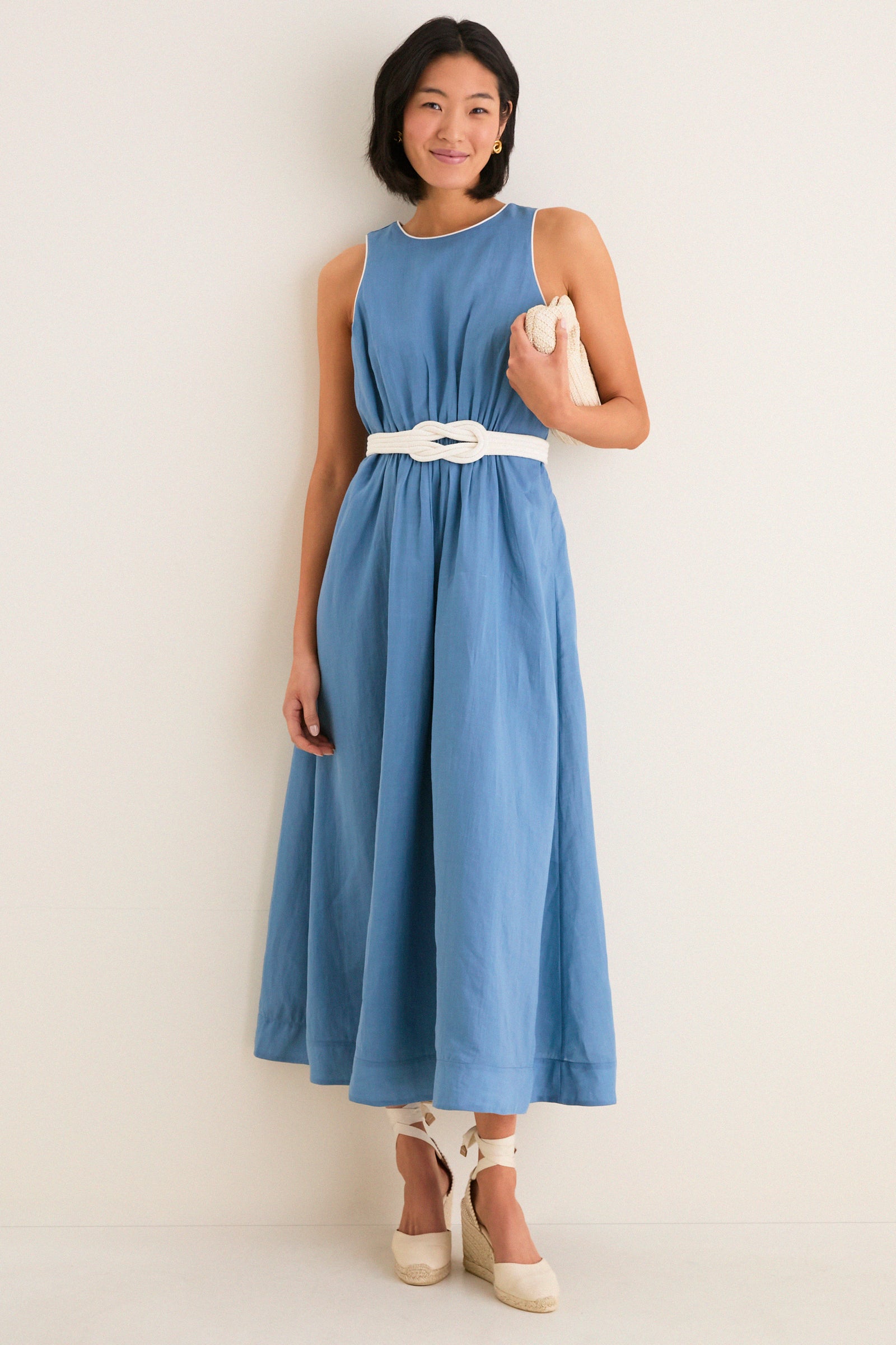 Provincial Blue Rope Belt Leonie Dress | Tuckernuck