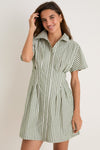 Jardin Stripe Cotton Poplin Mini Callie Dress