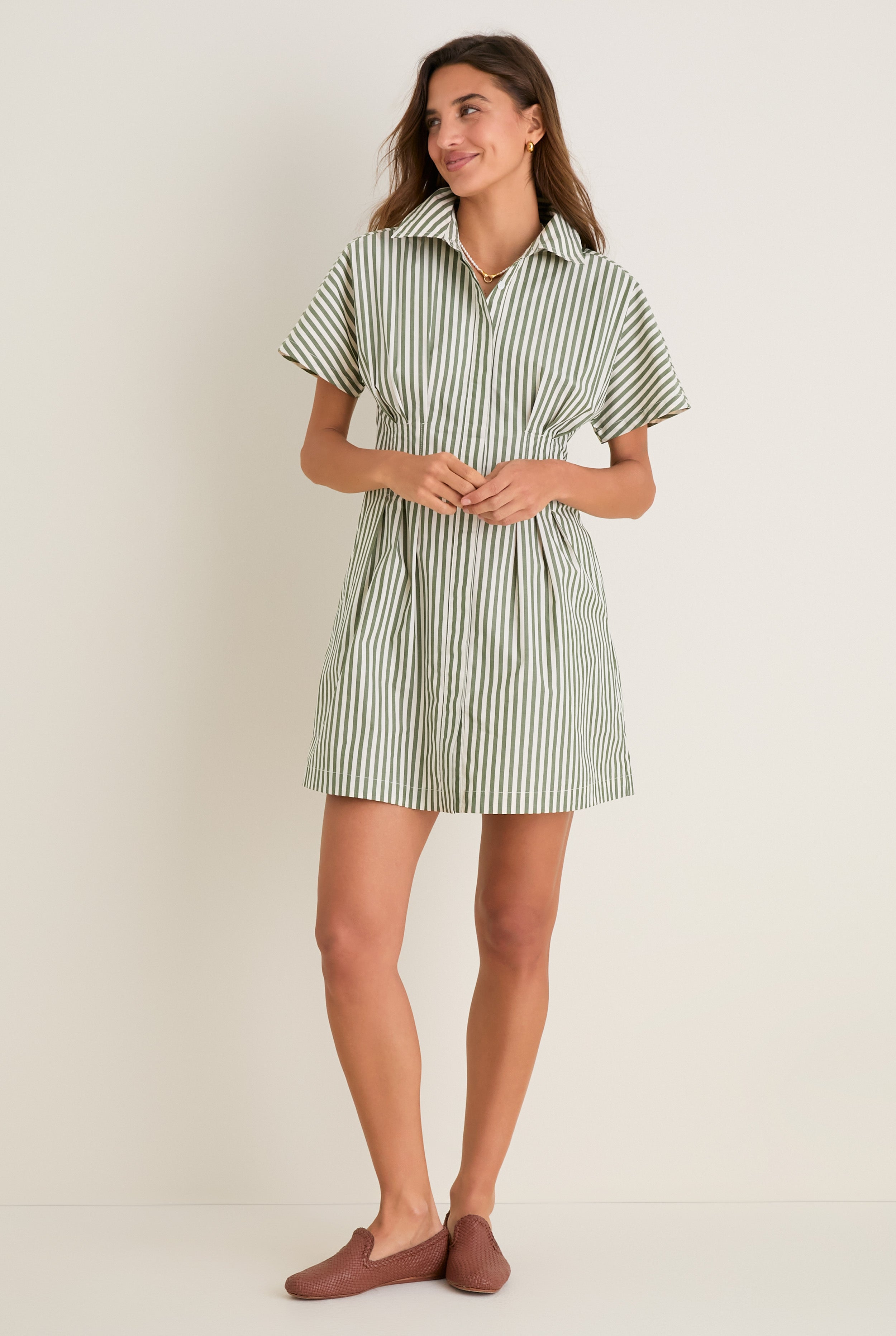 Jardin Stripe Cotton Poplin Mini Callie Dress