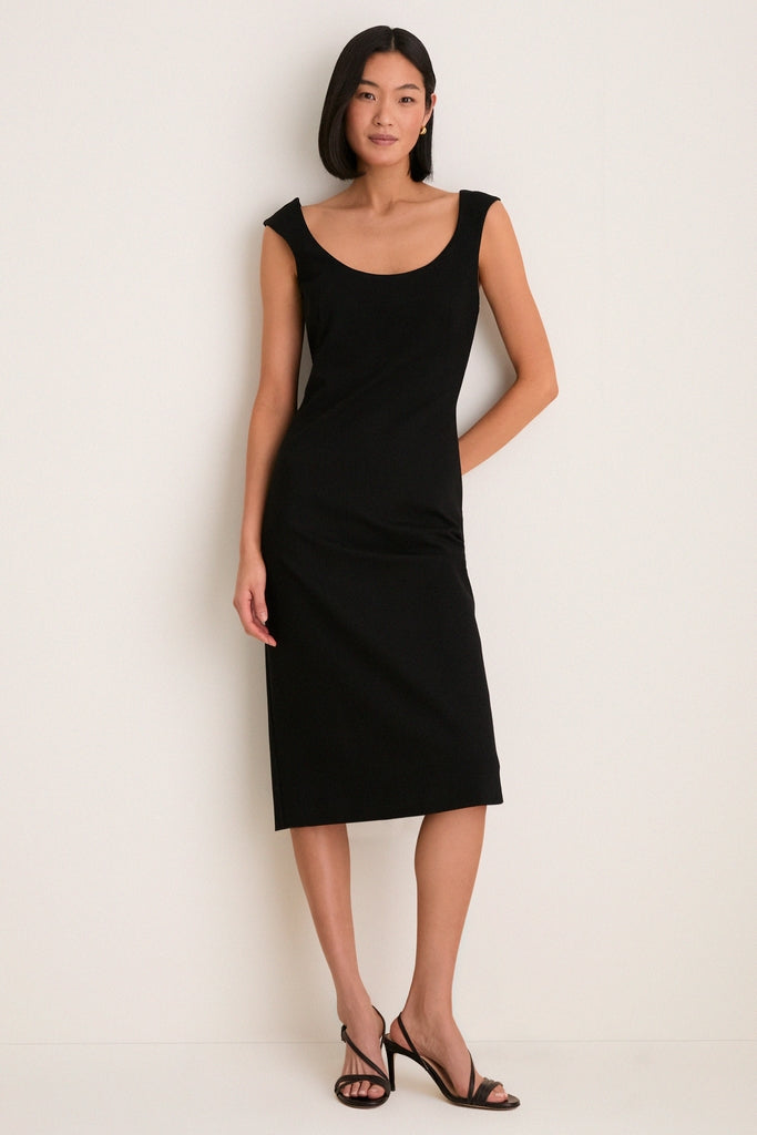 Tuckernuck Noir Crepe Romy Midi Dress Black / L
