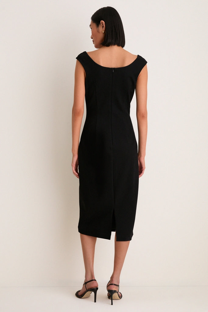 tuckernuck black midi dress Tuckernuck Noir Crepe Romy Midi Dress Black / L
