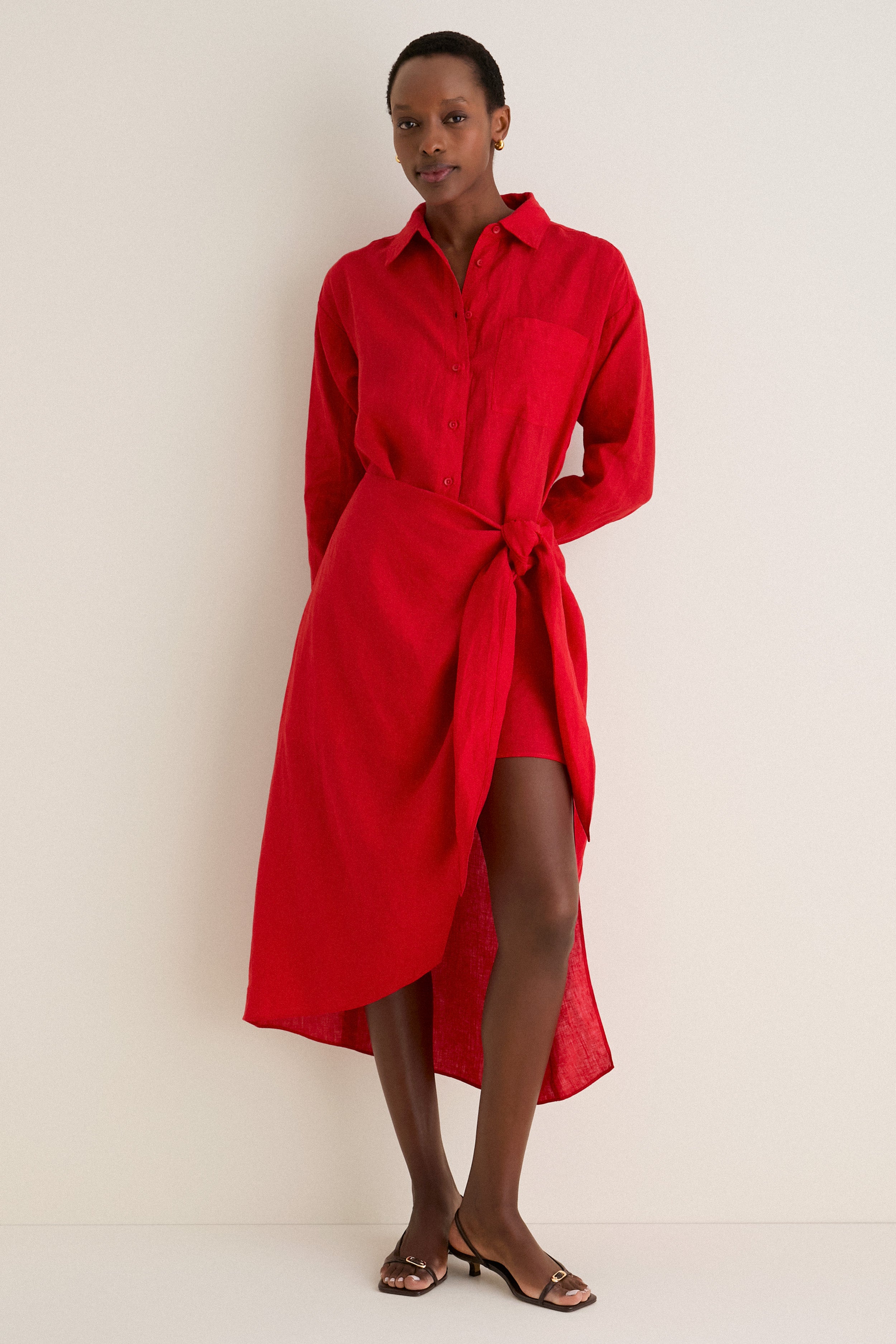 Racing Red Alessandra Sarong Shirt Dress | Apiece Apart