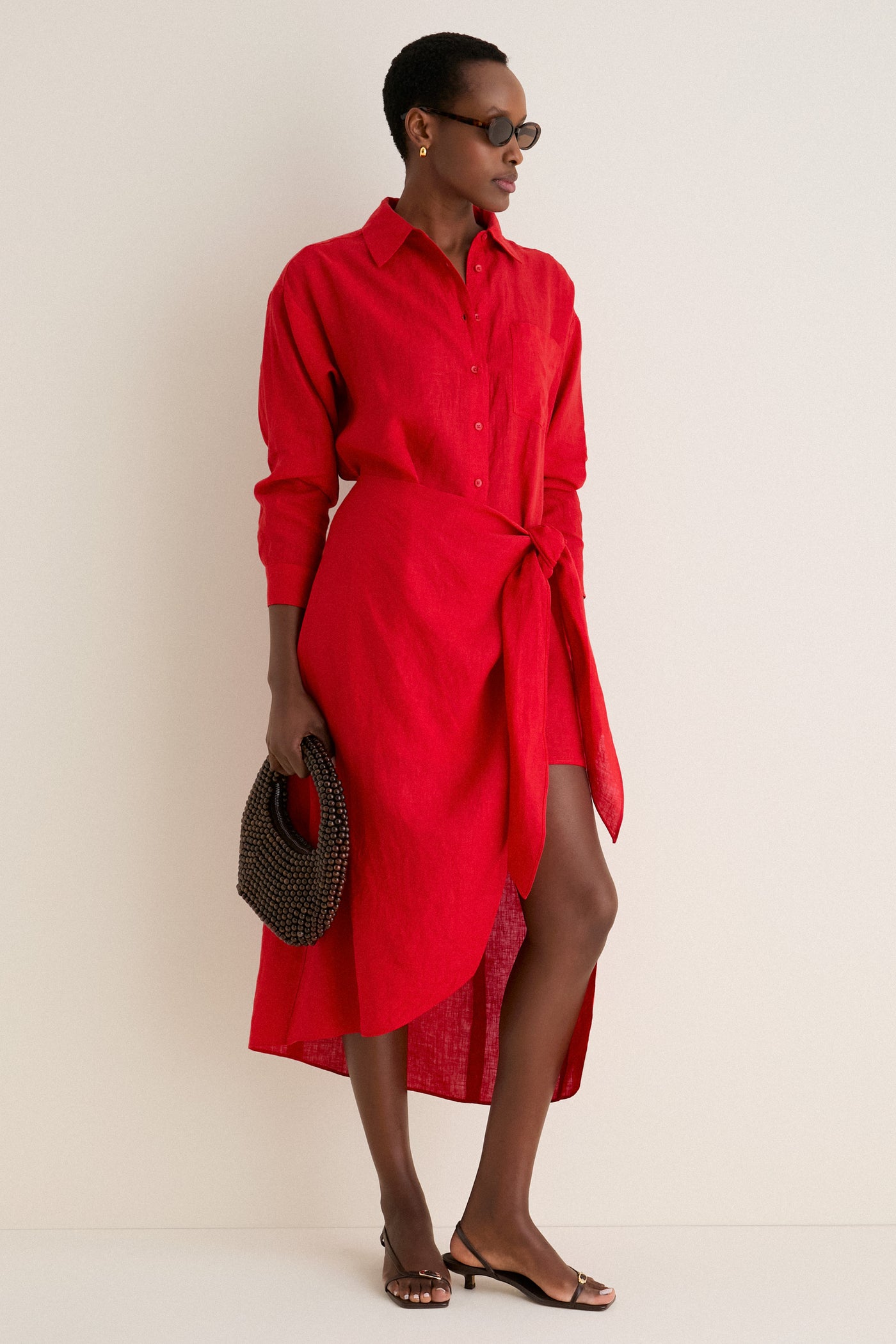 Racing Red Alessandra Sarong Shirt Dress