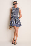 Navy Floral Stamp Lore Smocked Mini Dress