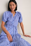Microstripe Blue and Cream Mazza Maxi