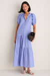Microstripe Blue and Cream Mazza Maxi