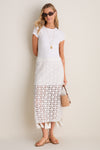 Cream Valeska Tassel Column Skirt
