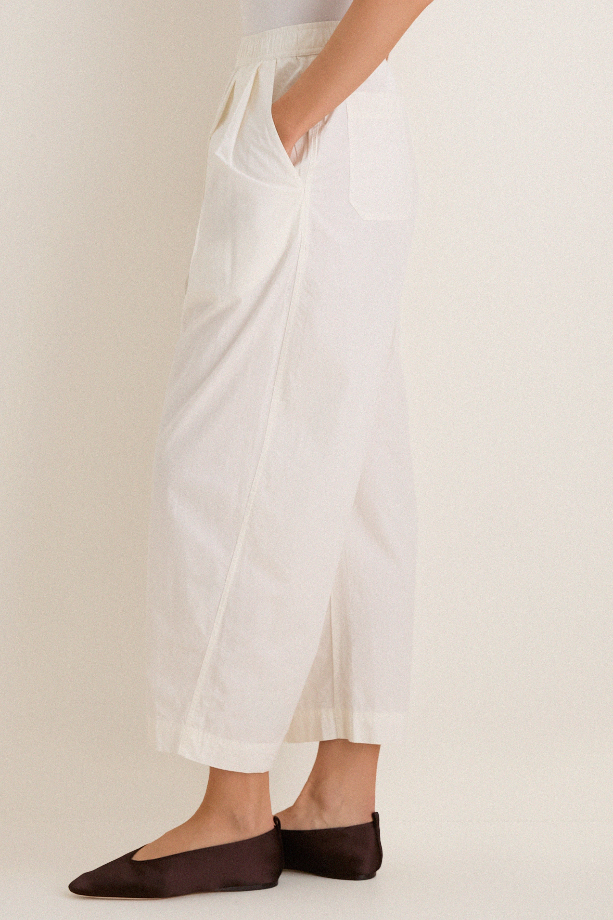 Cream Spa Pleat Pant