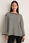 Black and White Stripe Darcy Long Sleeve Top