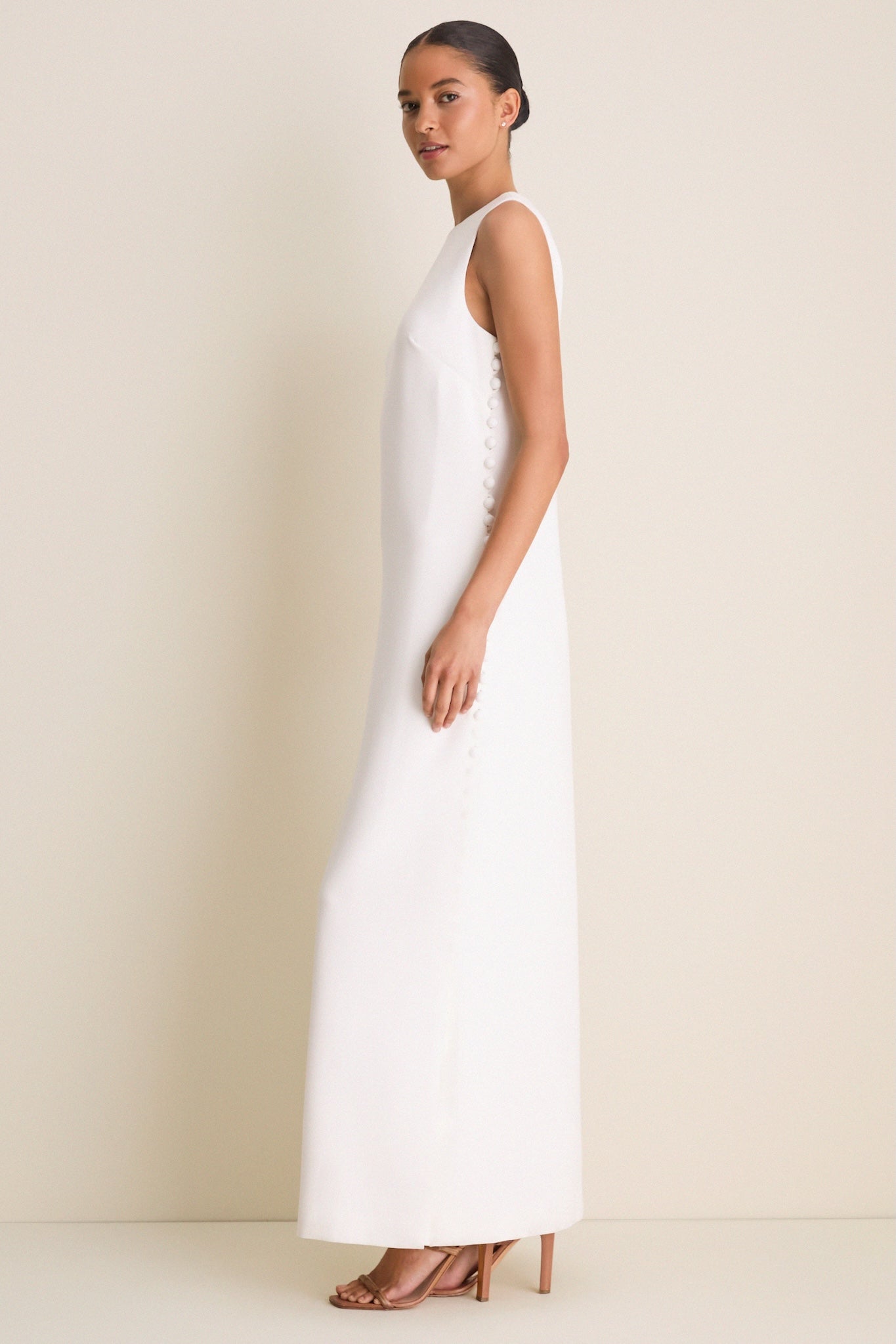 Cloud White Crepe Button Camille Maxi Dress Cloud White Crepe Button Camille Maxi Dress